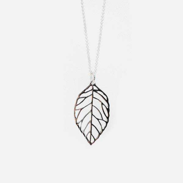 Sterling Silver Open Leaf Pendant Necklace