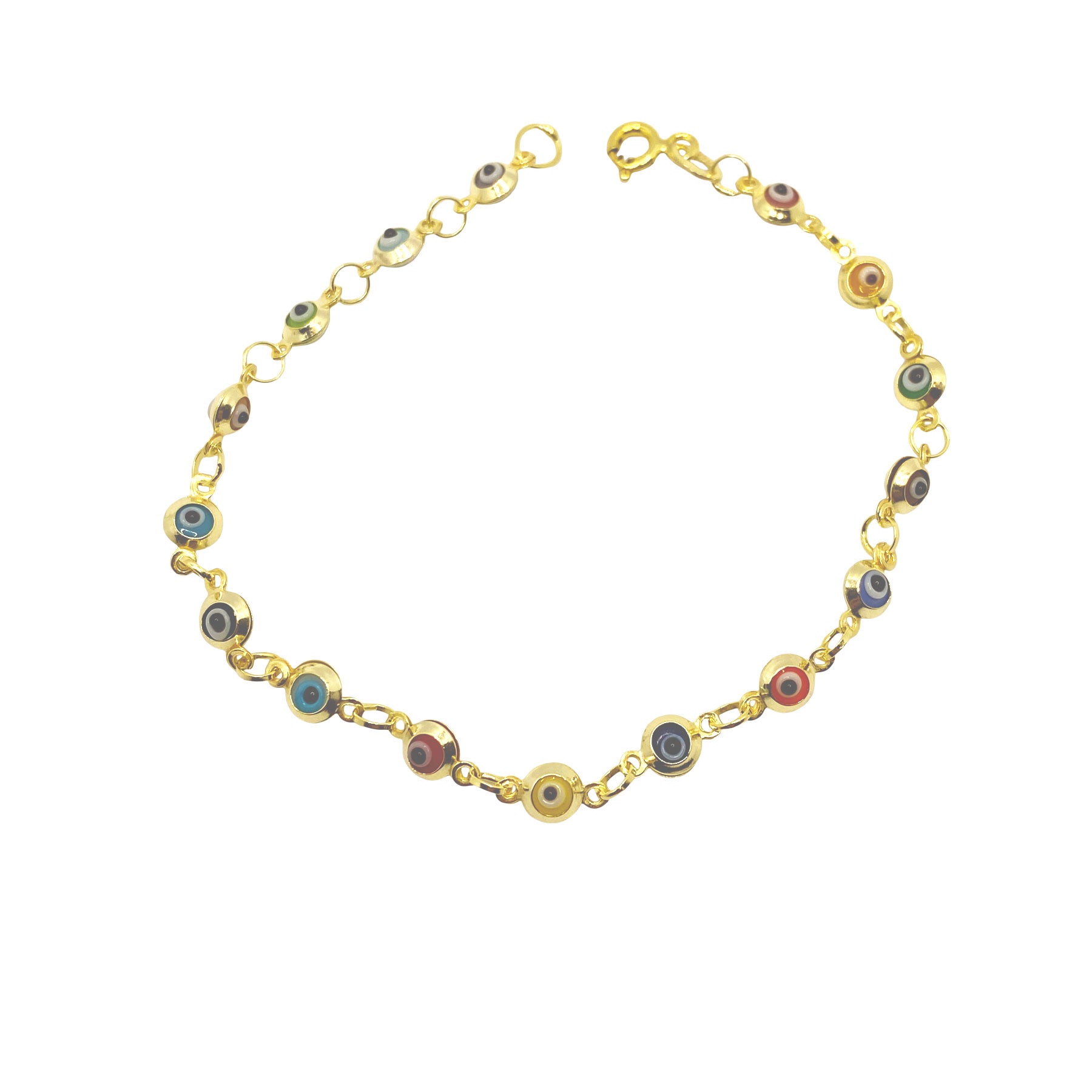 Gold-Dipped Colorful Mini Evil Eye Bracelet