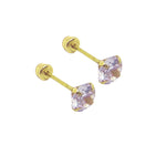 Gold 14k Stone Stud Earrings Screwbacks