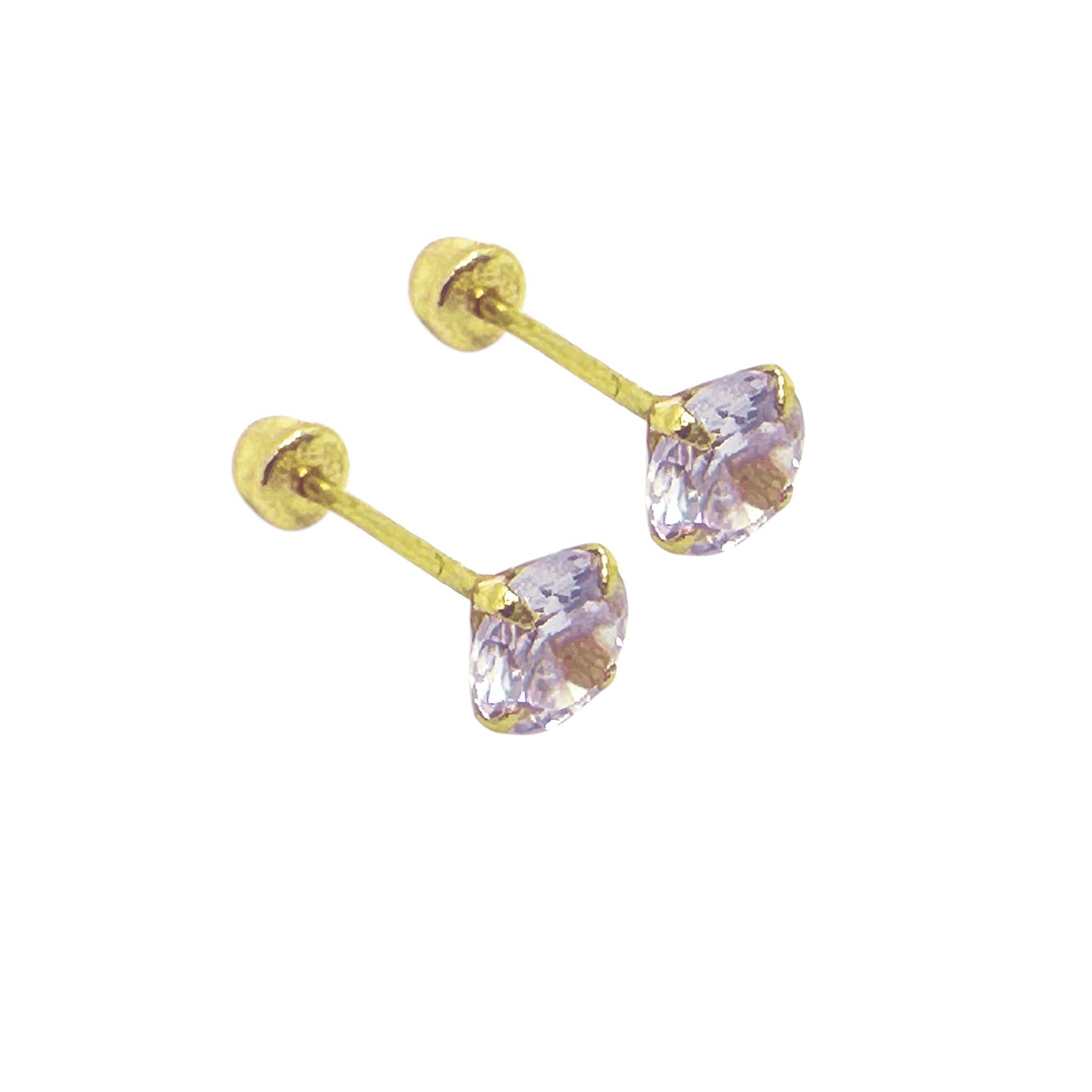 Gold 14k Stone Stud Earrings Screwbacks