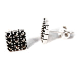 Square Sterling Silver Marcasite Cluster Earrings