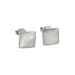 Sterling Silver Mother of Pearl Square Stud Earrings