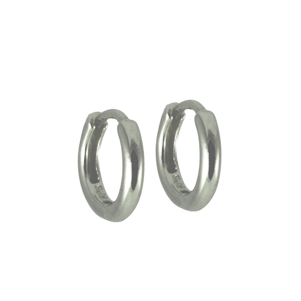 Sterling Silver Plain "Huggie" Round Mini Hoop Earrings Thin
