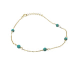 Gold Turquoise Bead Chain Bracelet