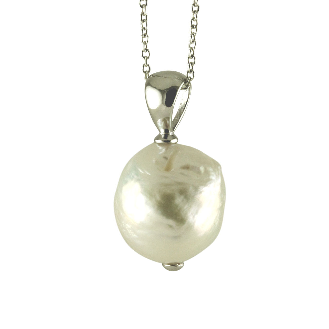 Sterling Globe Pearl Pendant Necklace