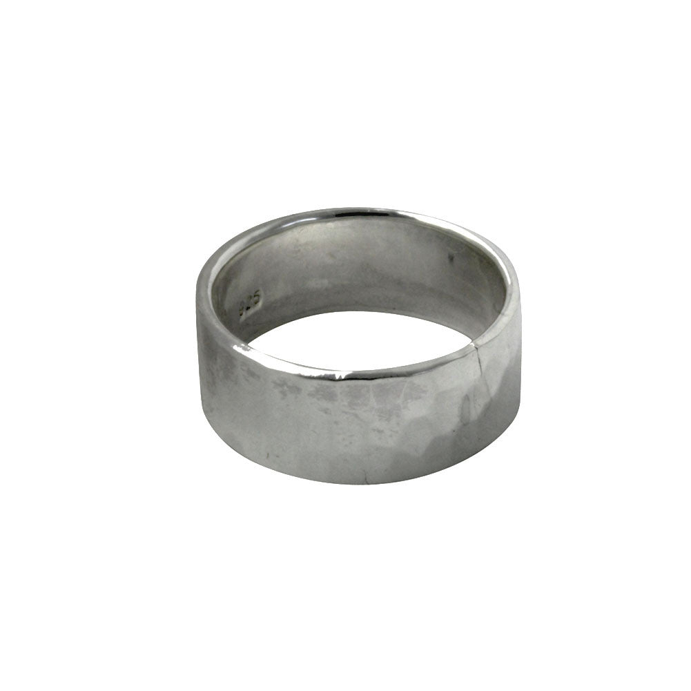 Hammered Sterling Silver Wide Band Ring