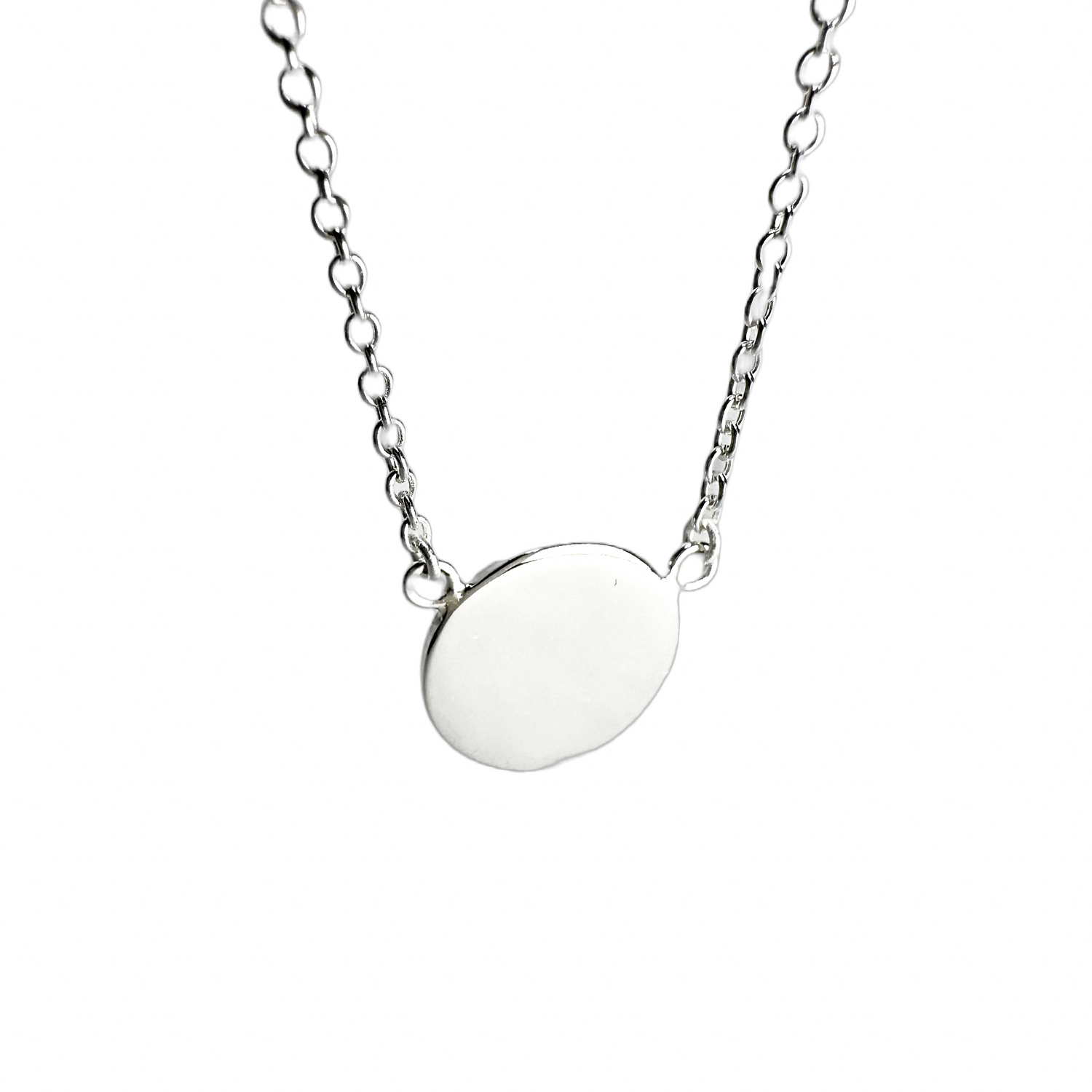 Sterling Silver Round Disc Pendant Necklace