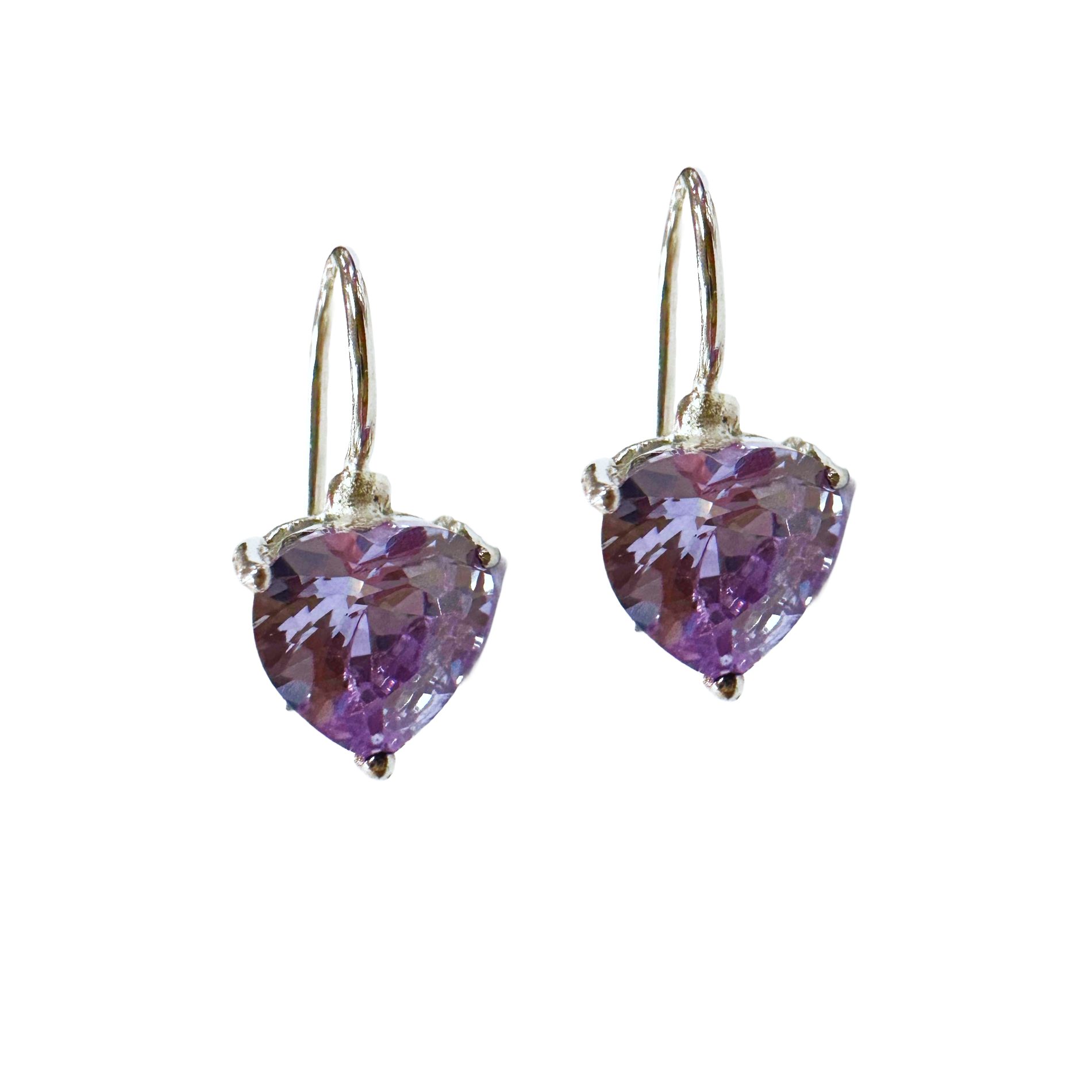 Heart Shape CZ Drop Earrings