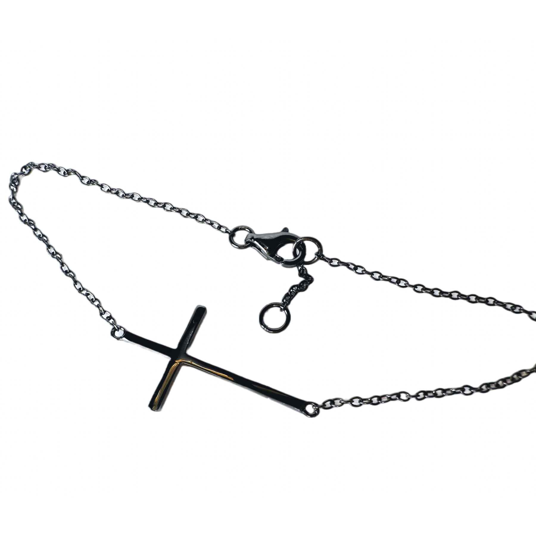 Blackened Silver Horizontal Cross Bracelet