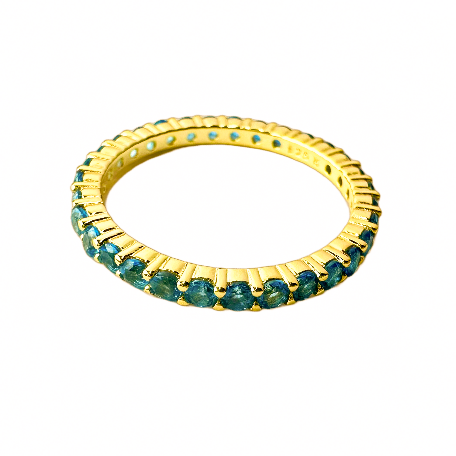 Gold Blue Stone Eternity Band Ring