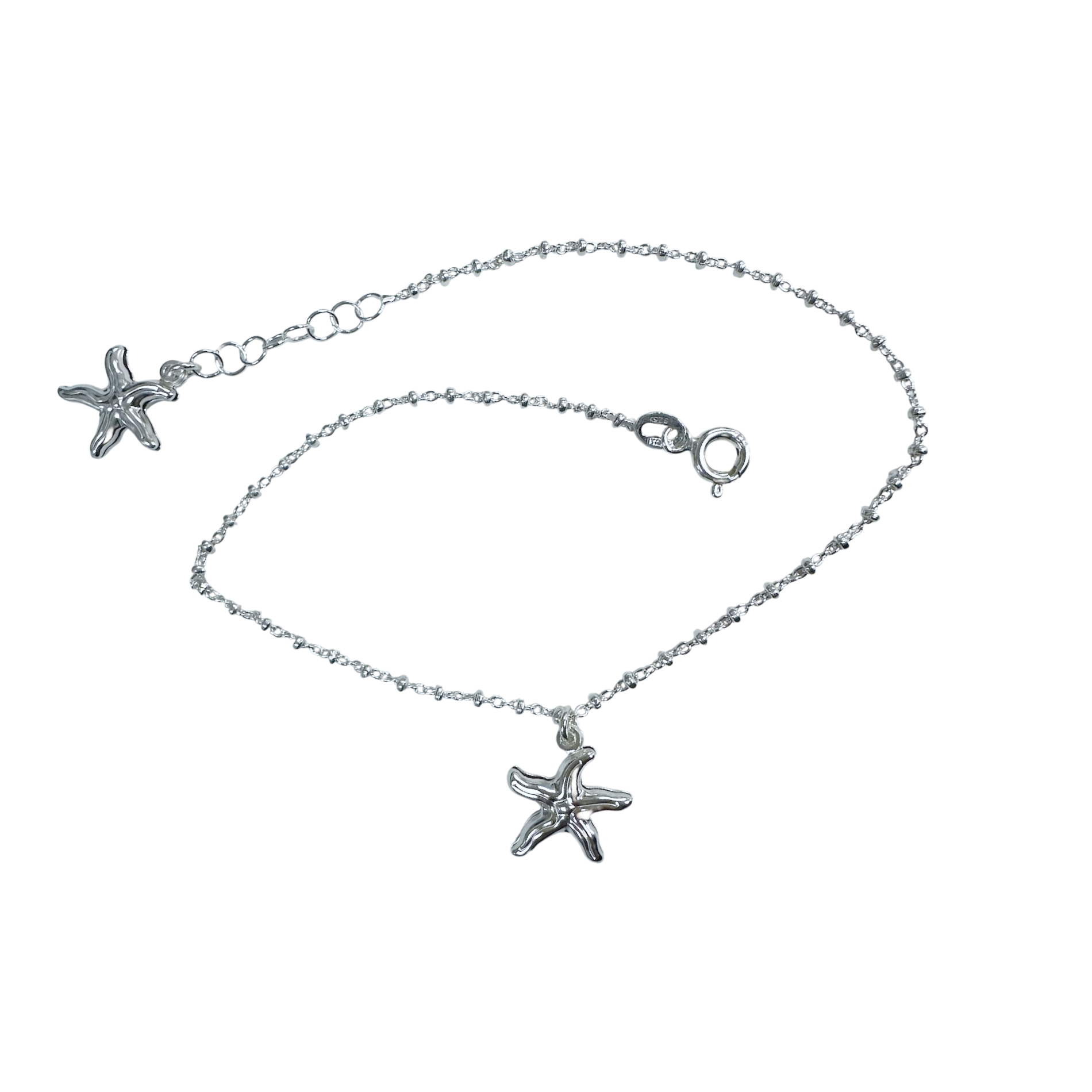 Silver Starfish Charm Anklet