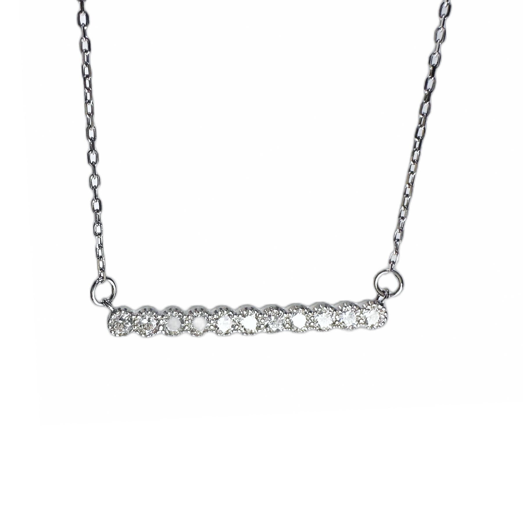 Sterling Bar Necklace with Bezel Stones