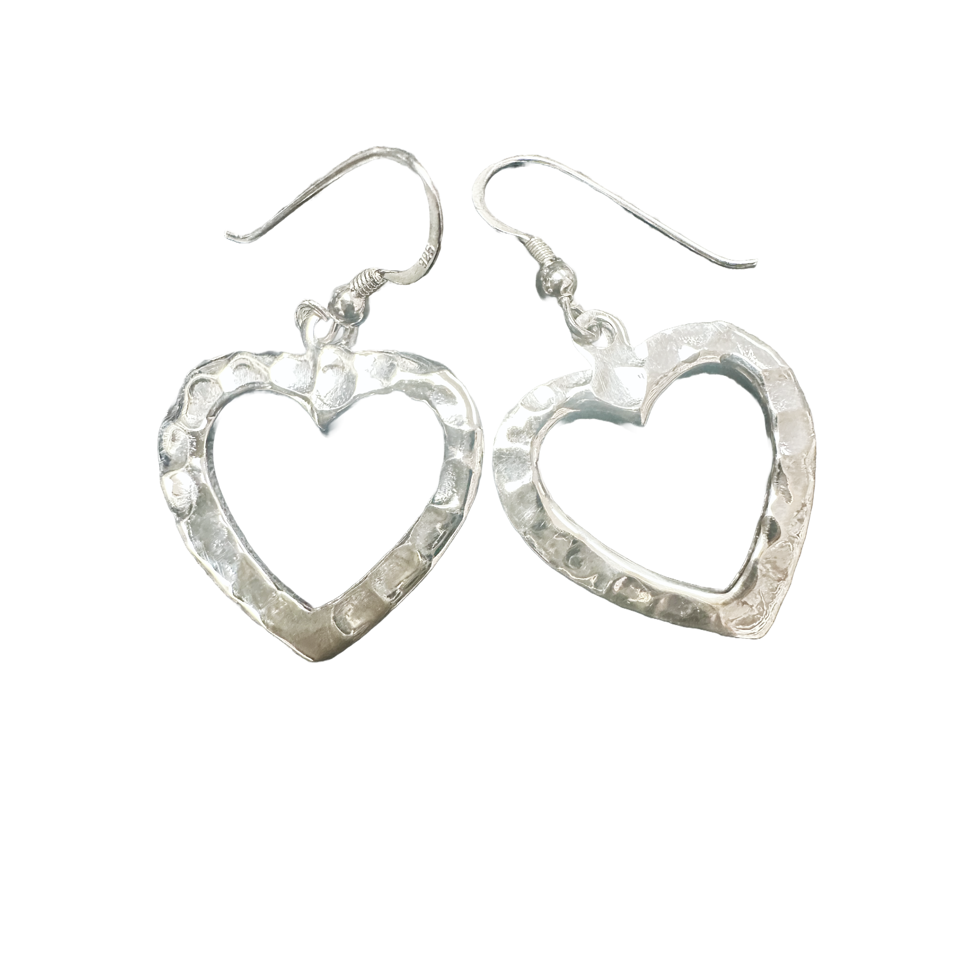 Hammered Heart Drop Earrings