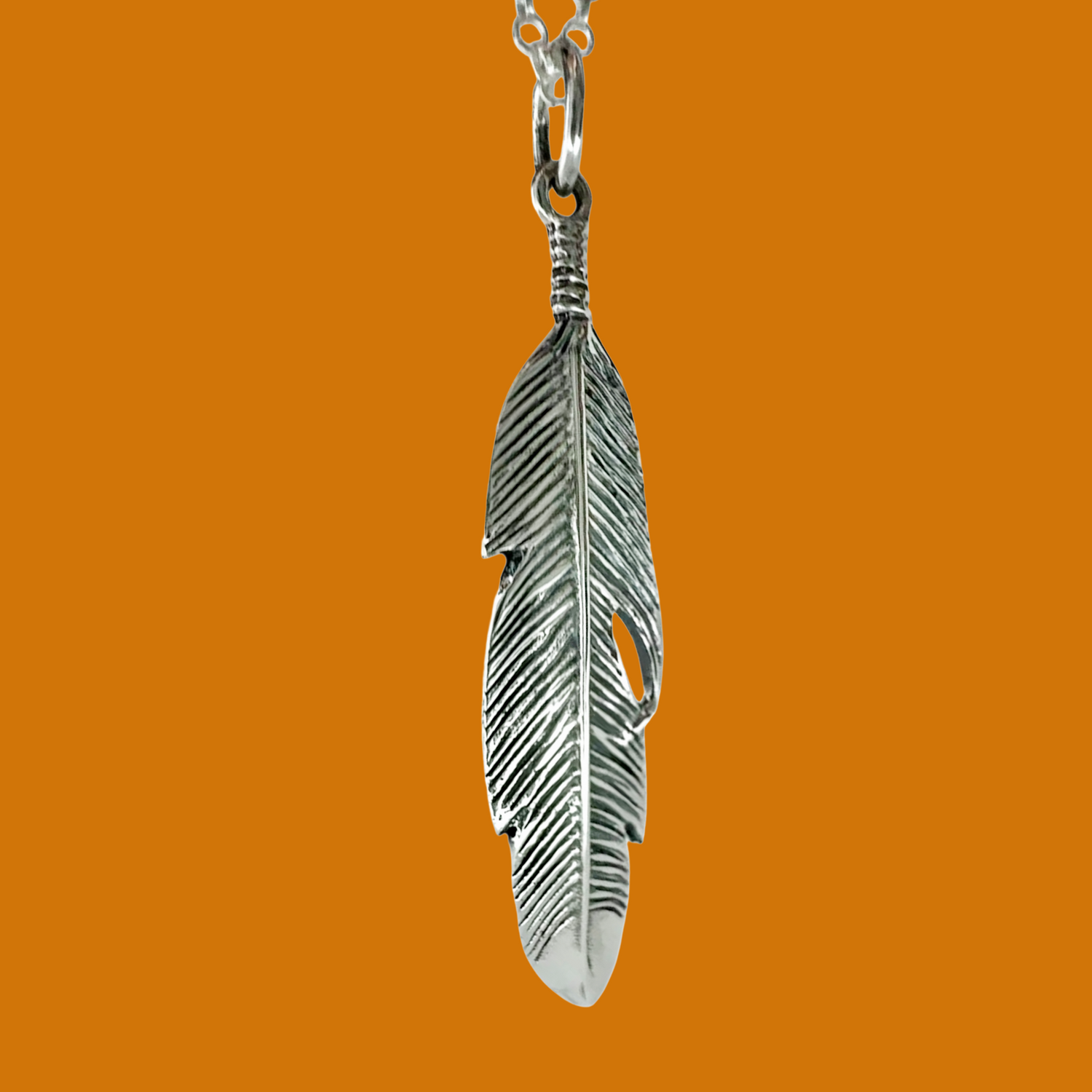 "Plume" Sterling Silver Feather Charm Necklace