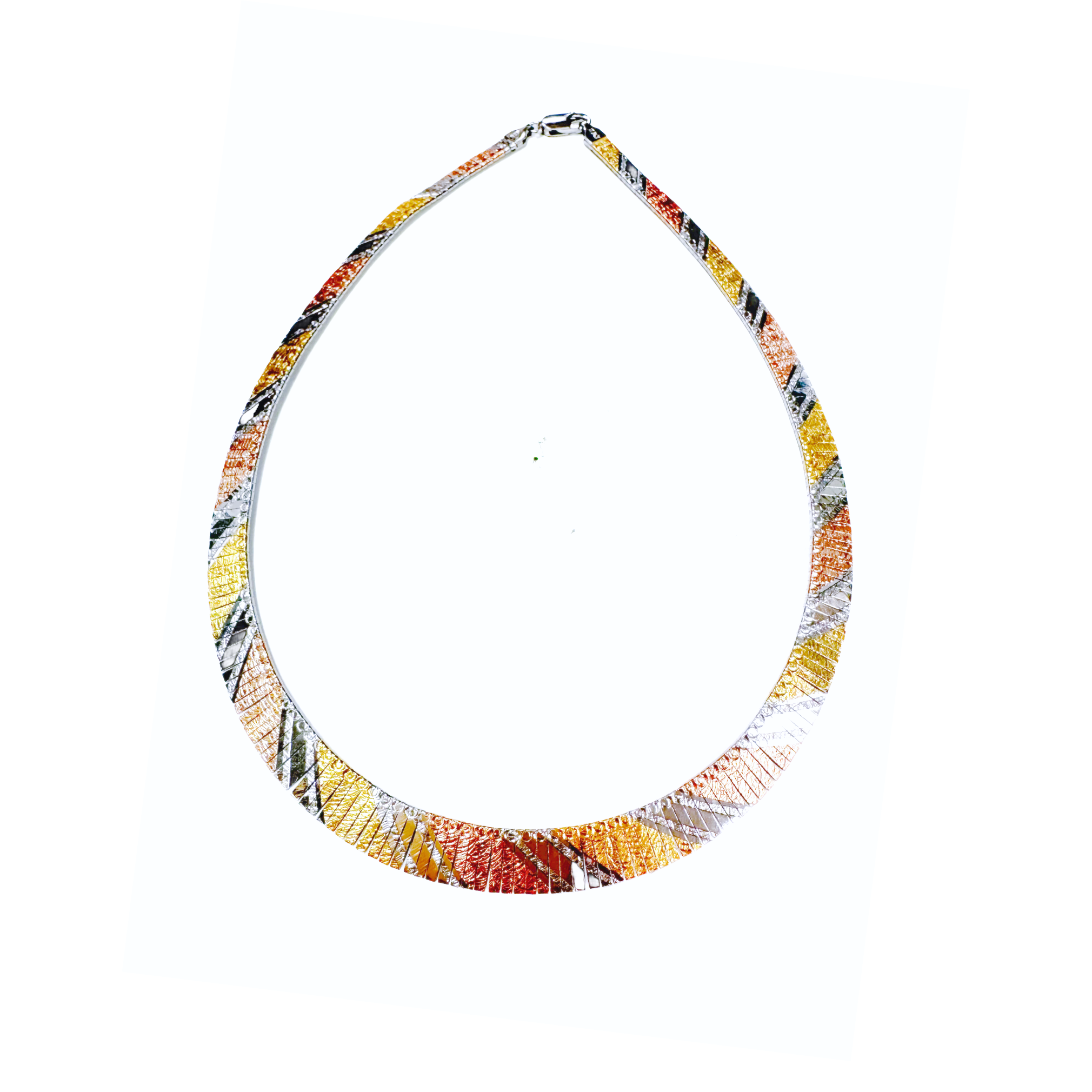 Three Tone Modern Herringbone Necklace