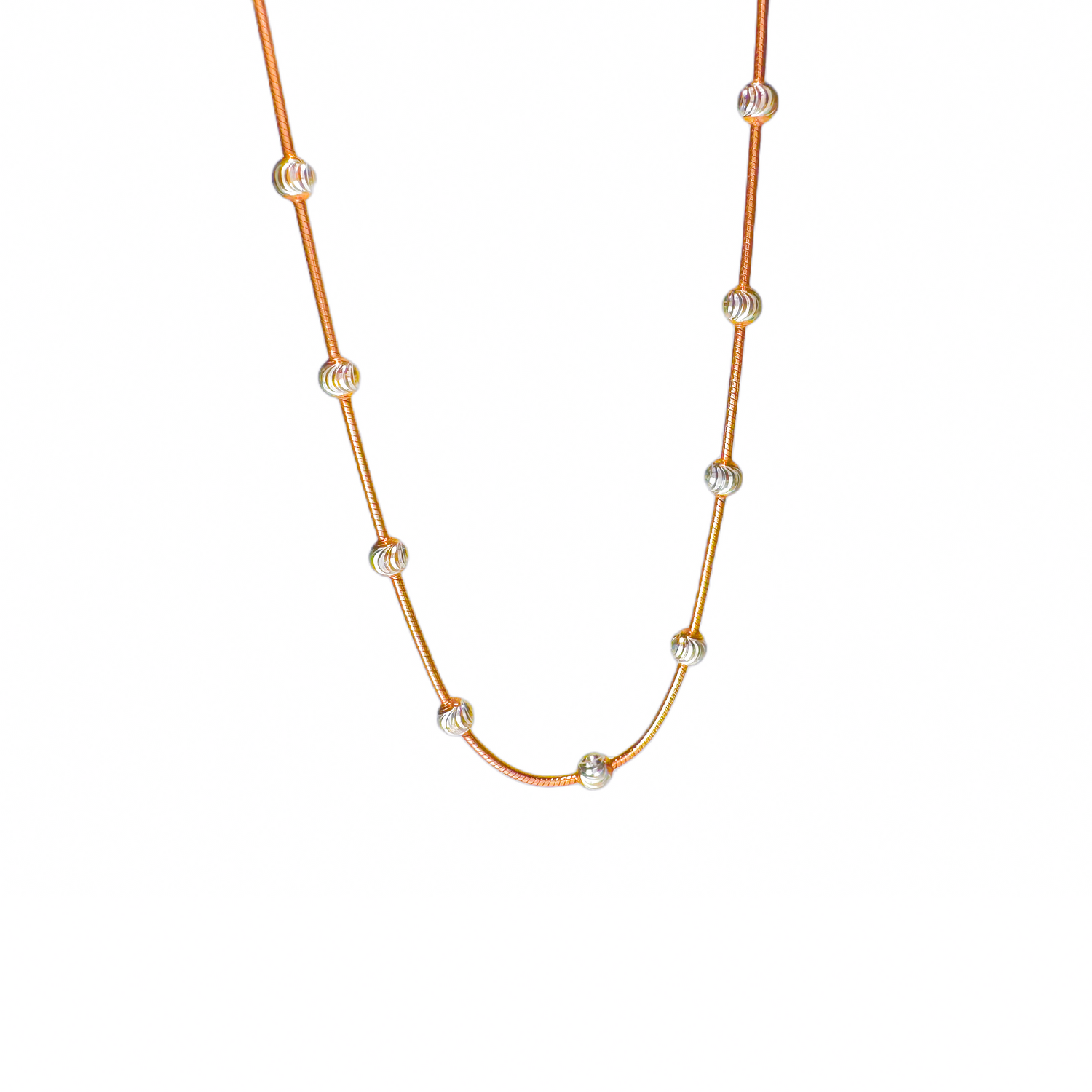 "Luna" Two-Tone Sterling & Rosy Chain Necklace 30 inch