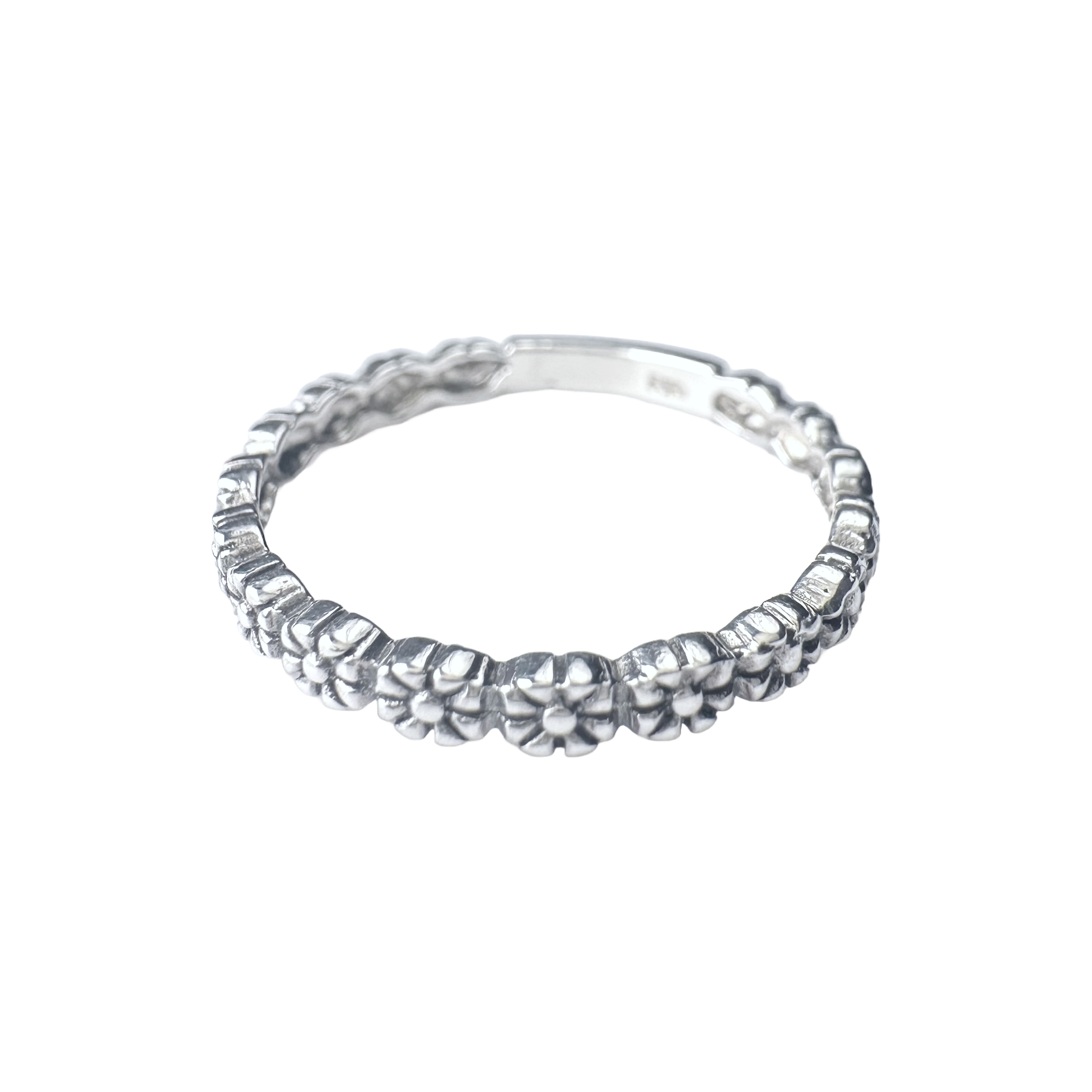 Sterling Silver Flower Band Stacking Ring