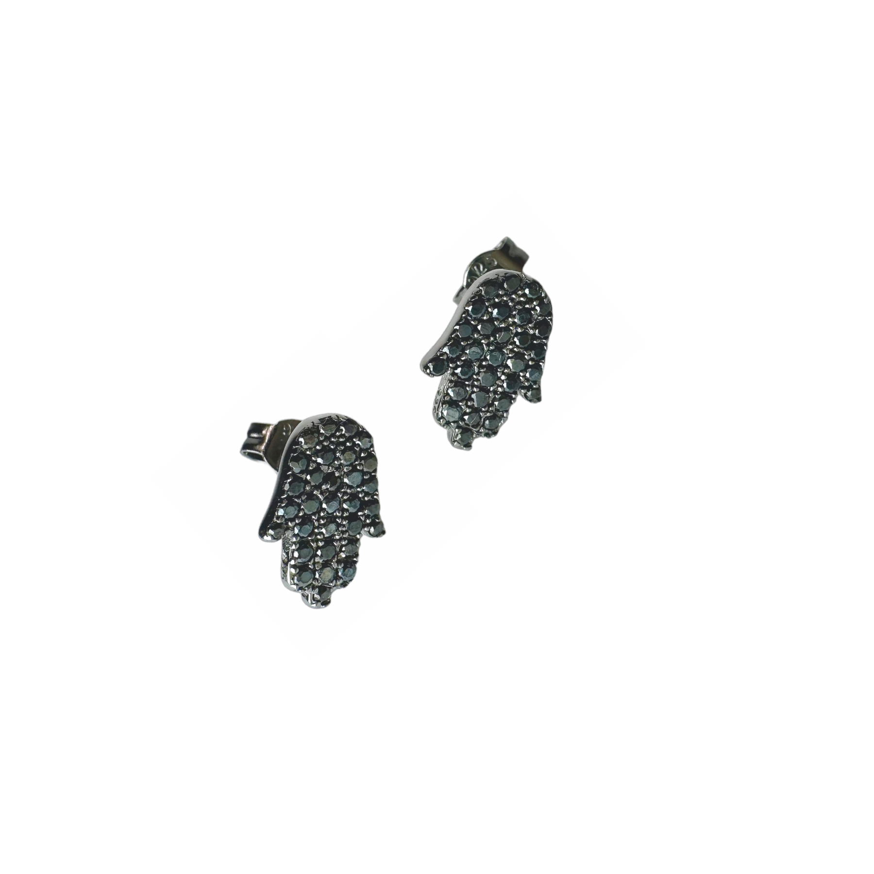 Black Hamsa Hand Stud Earrings