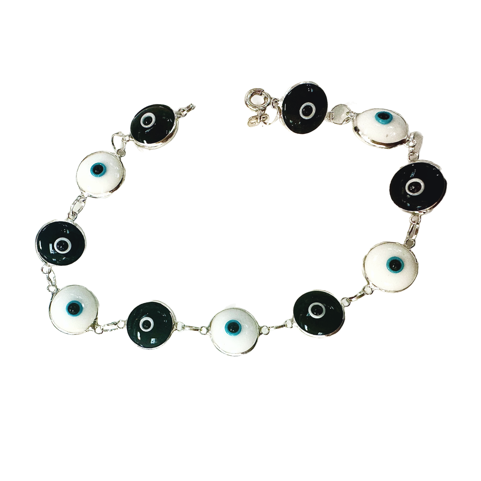 Monochrome Black White Evil Eye Bracelet