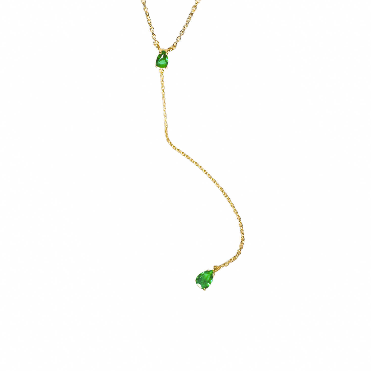Green Stone Lariat Necklace