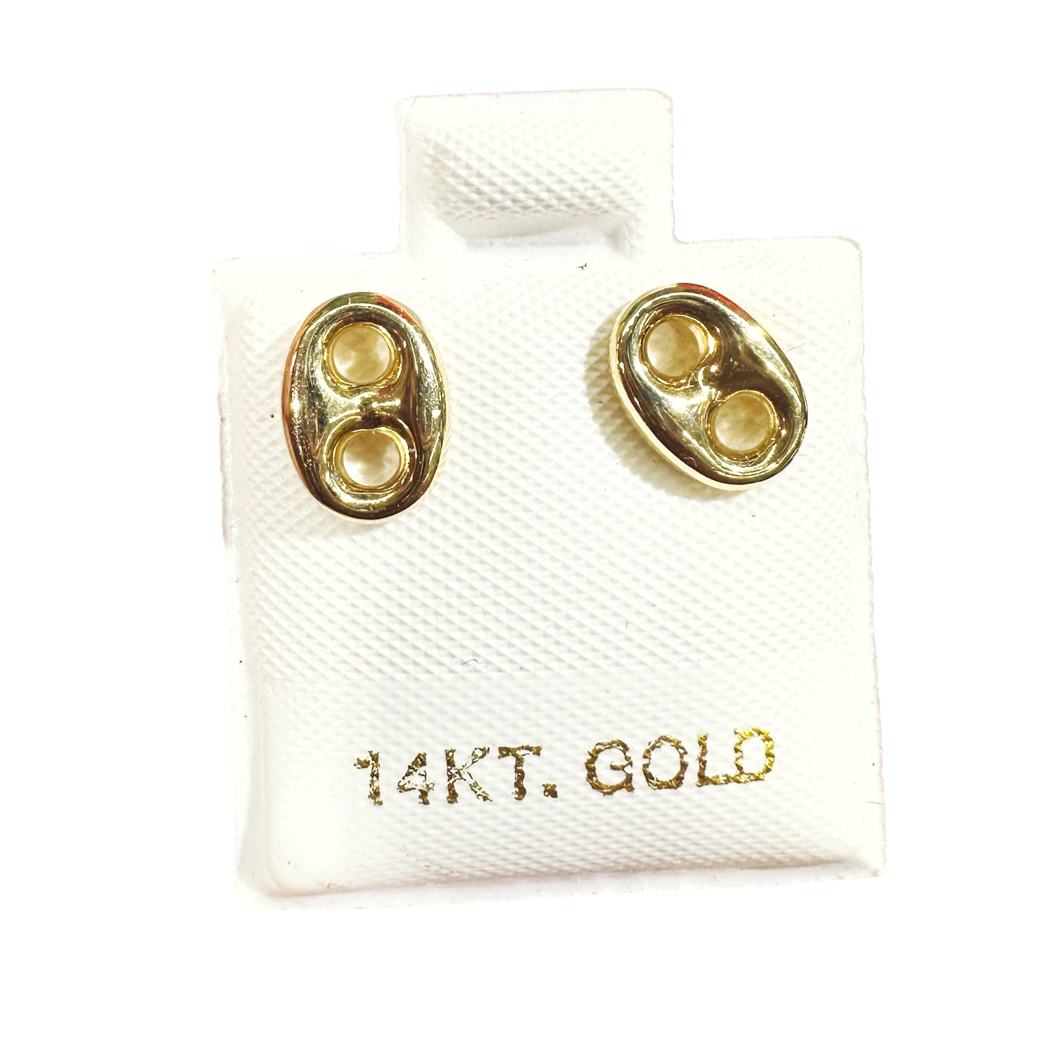 14k Puffy Mariner Link Stud Earrings