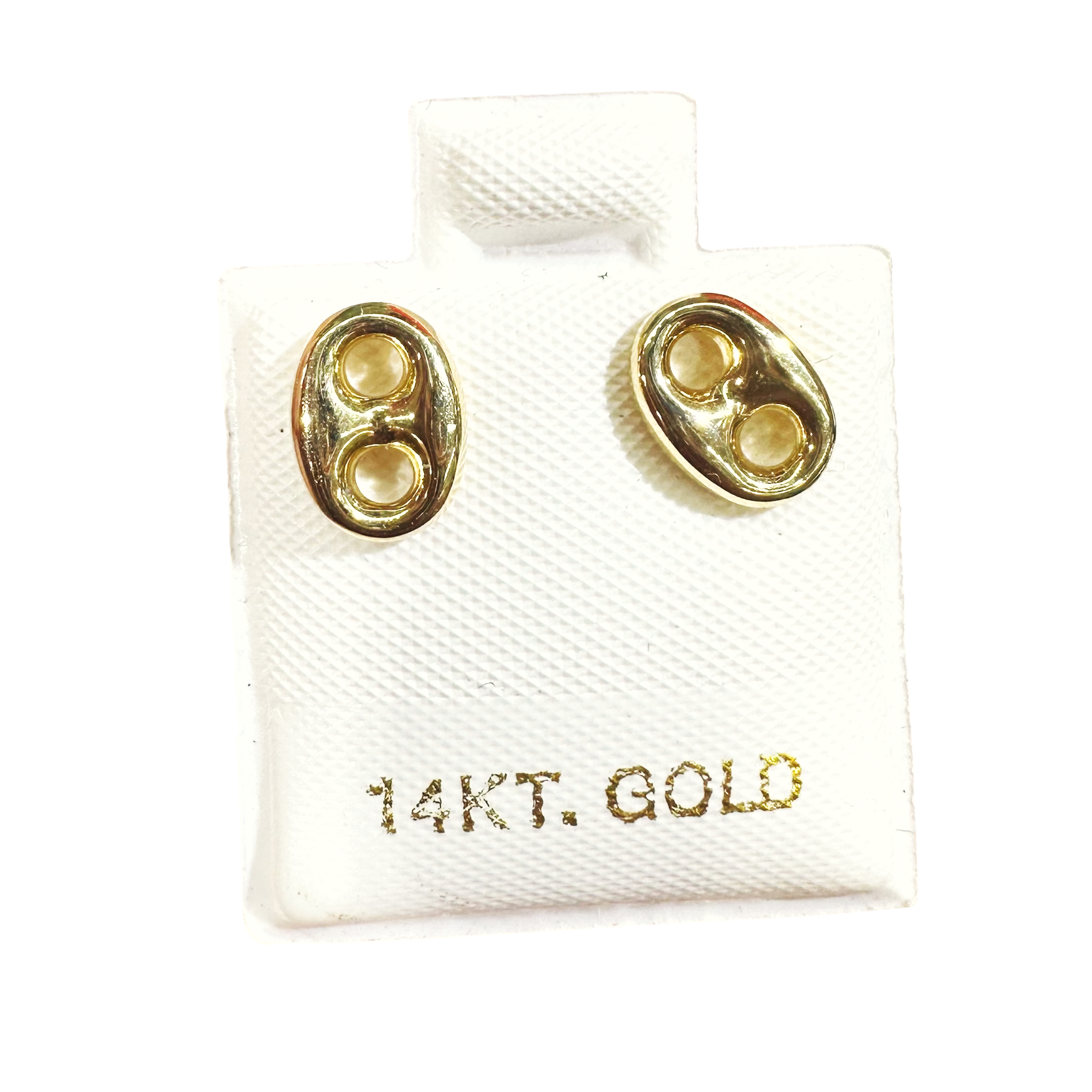 14k Puffy Mariner Link Stud Earrings