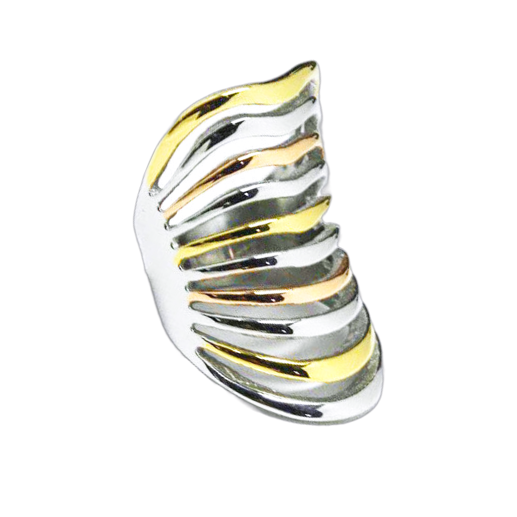 Stainess Steel Three Tone Armor Cage Knuckle Ring