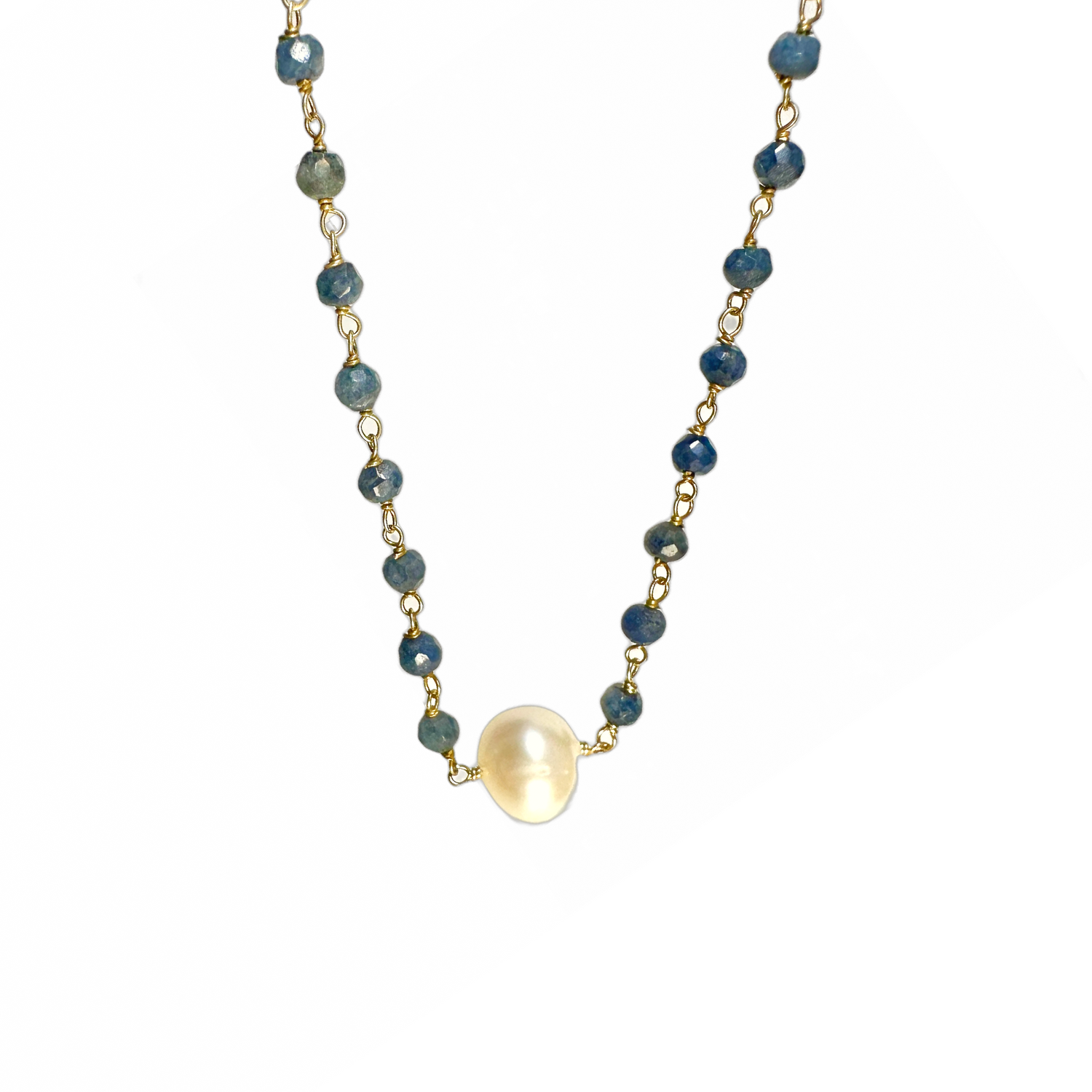 Freshwater Pearl Sapphire Lapis Necklace