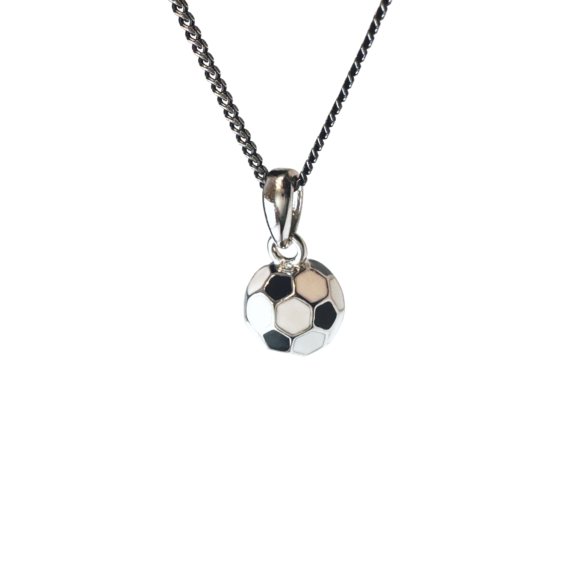 White Black Soccer Ball Pendant Necklace