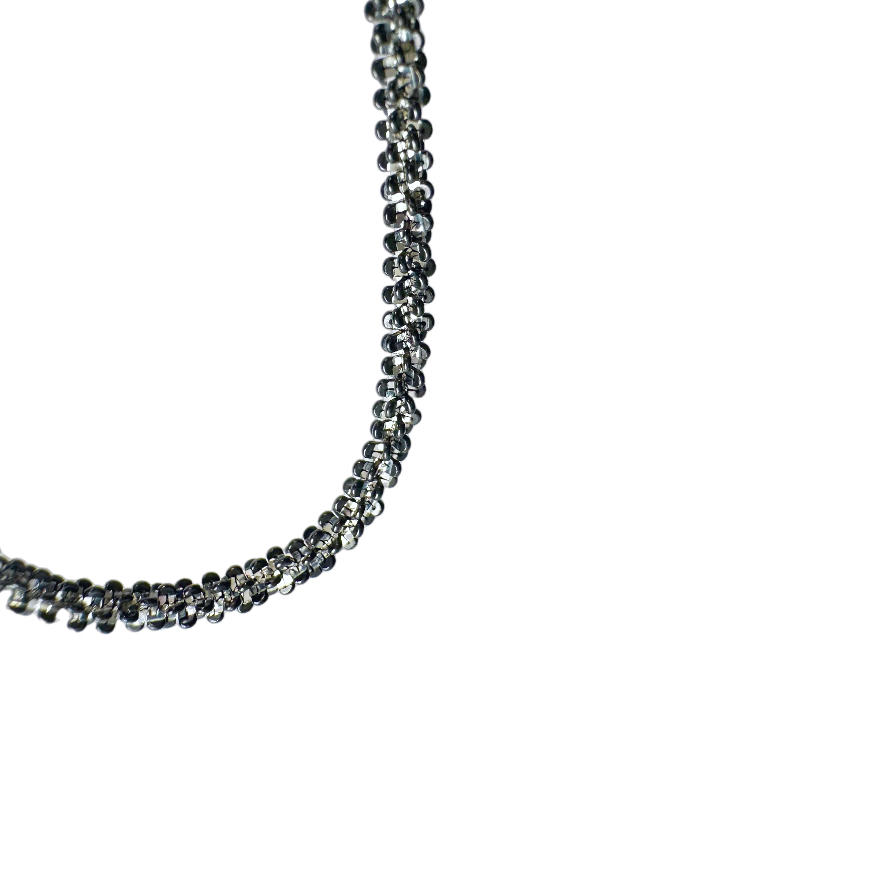 "Glitter Sequins" Two Tone Blackened Silver Chain Necklace