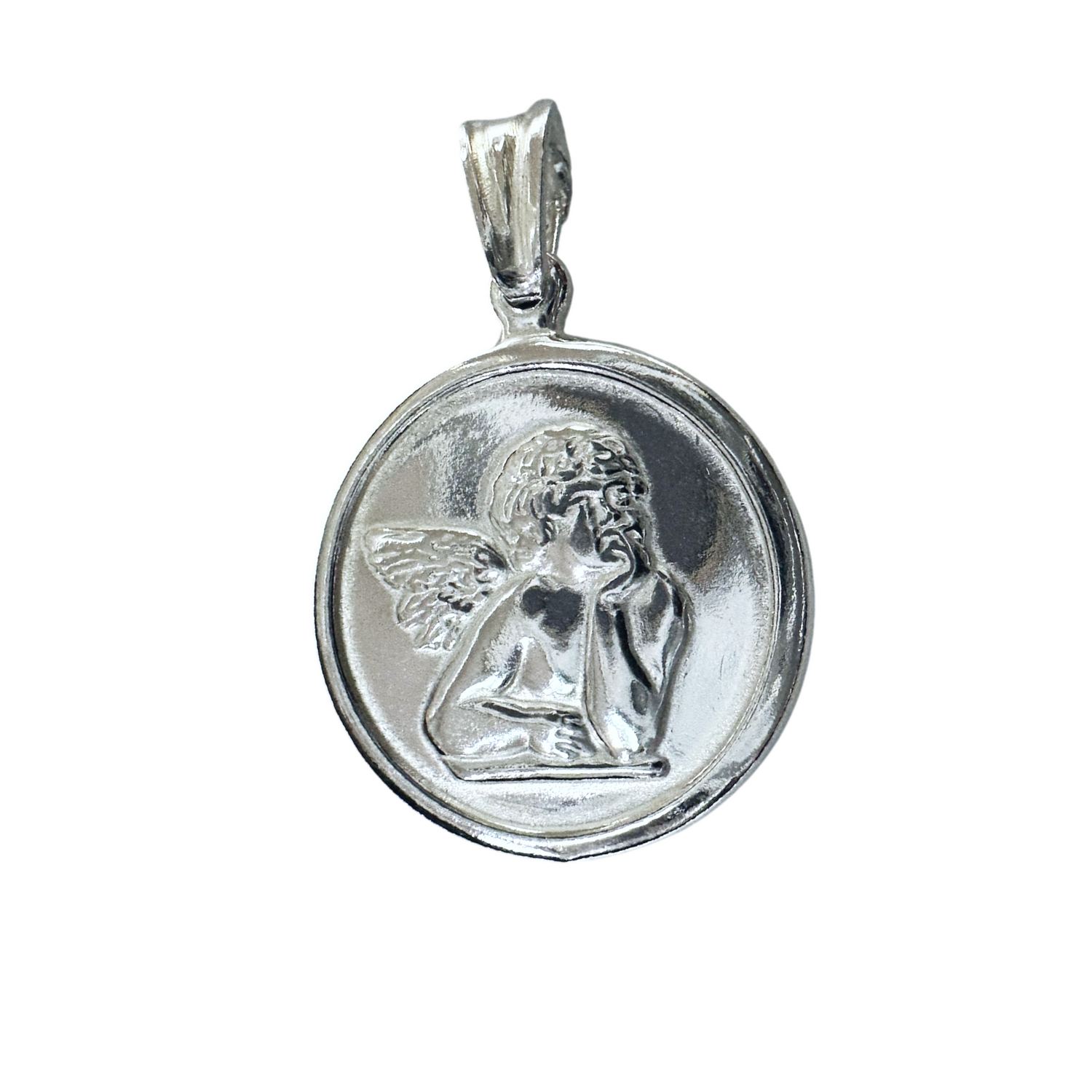 Cherub Angel Round Disc Pendant