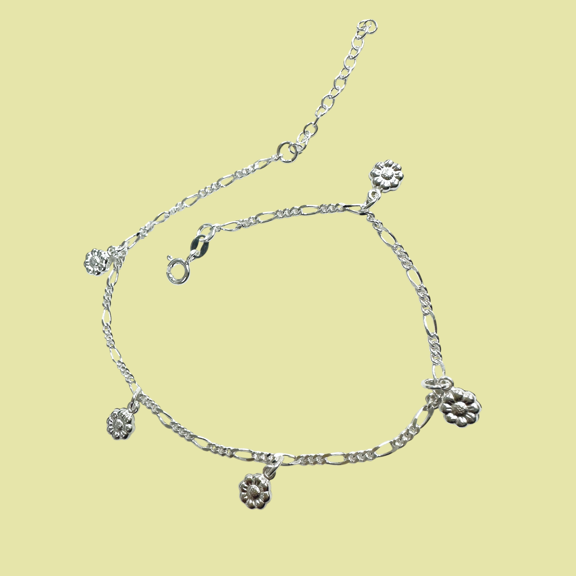 Daisy Flower Charm Anklet