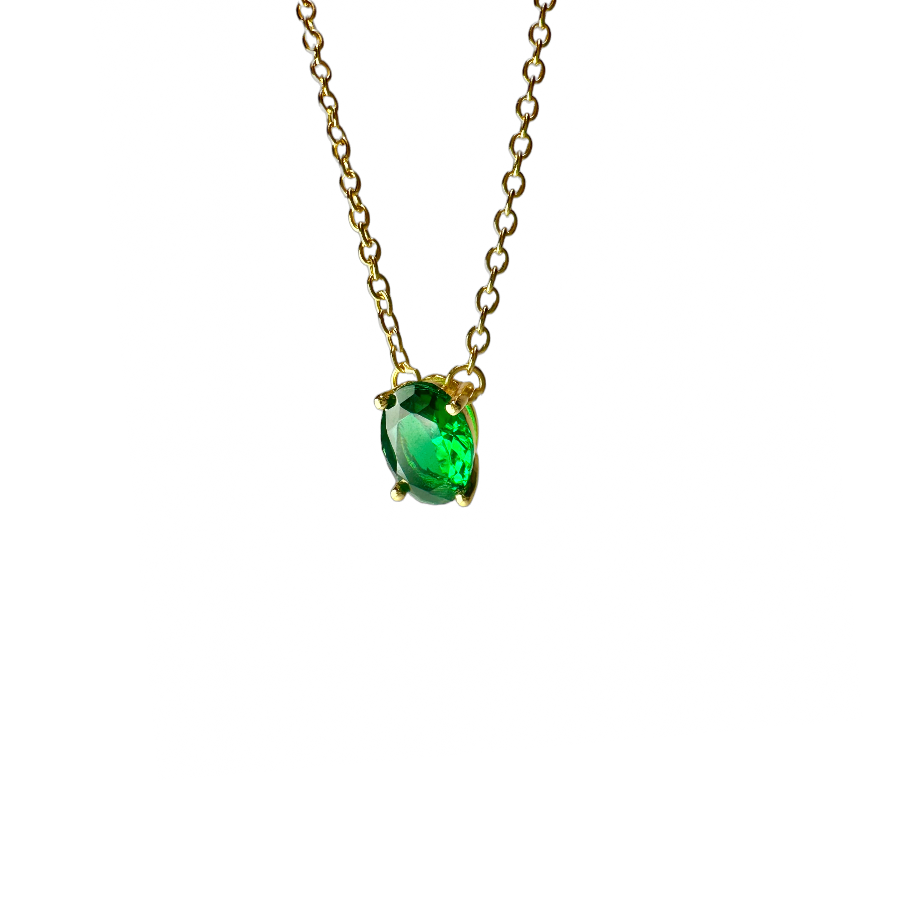 Green Oval Stone Pendant Necklace