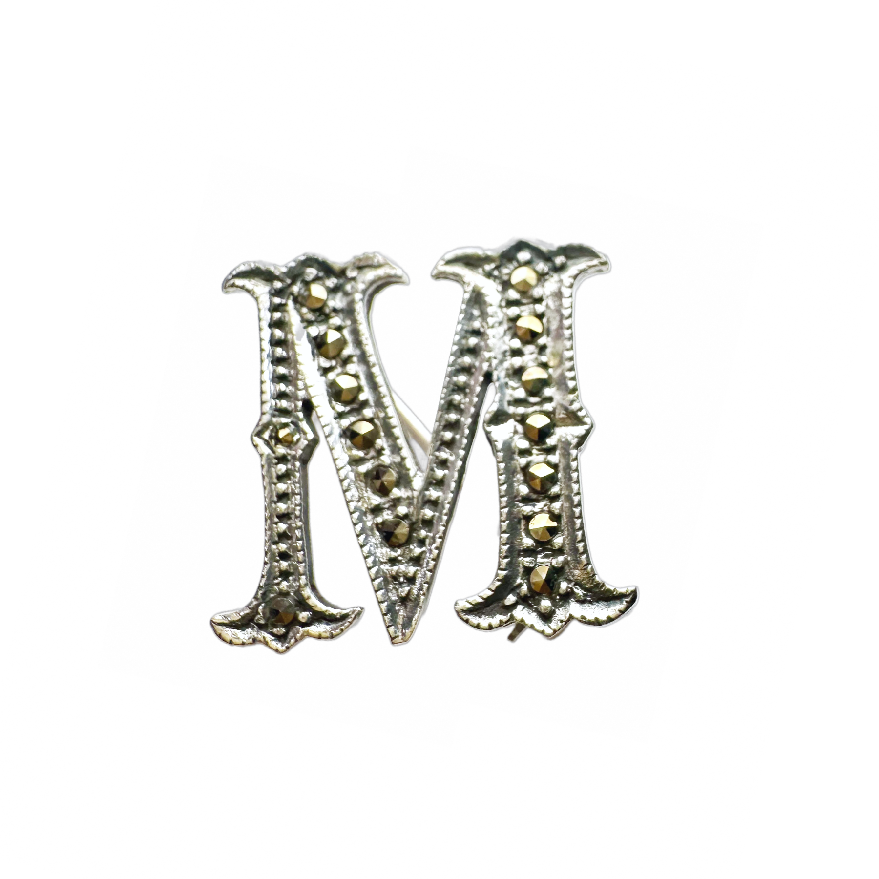 Alphabet Marcasite Brooch Pin