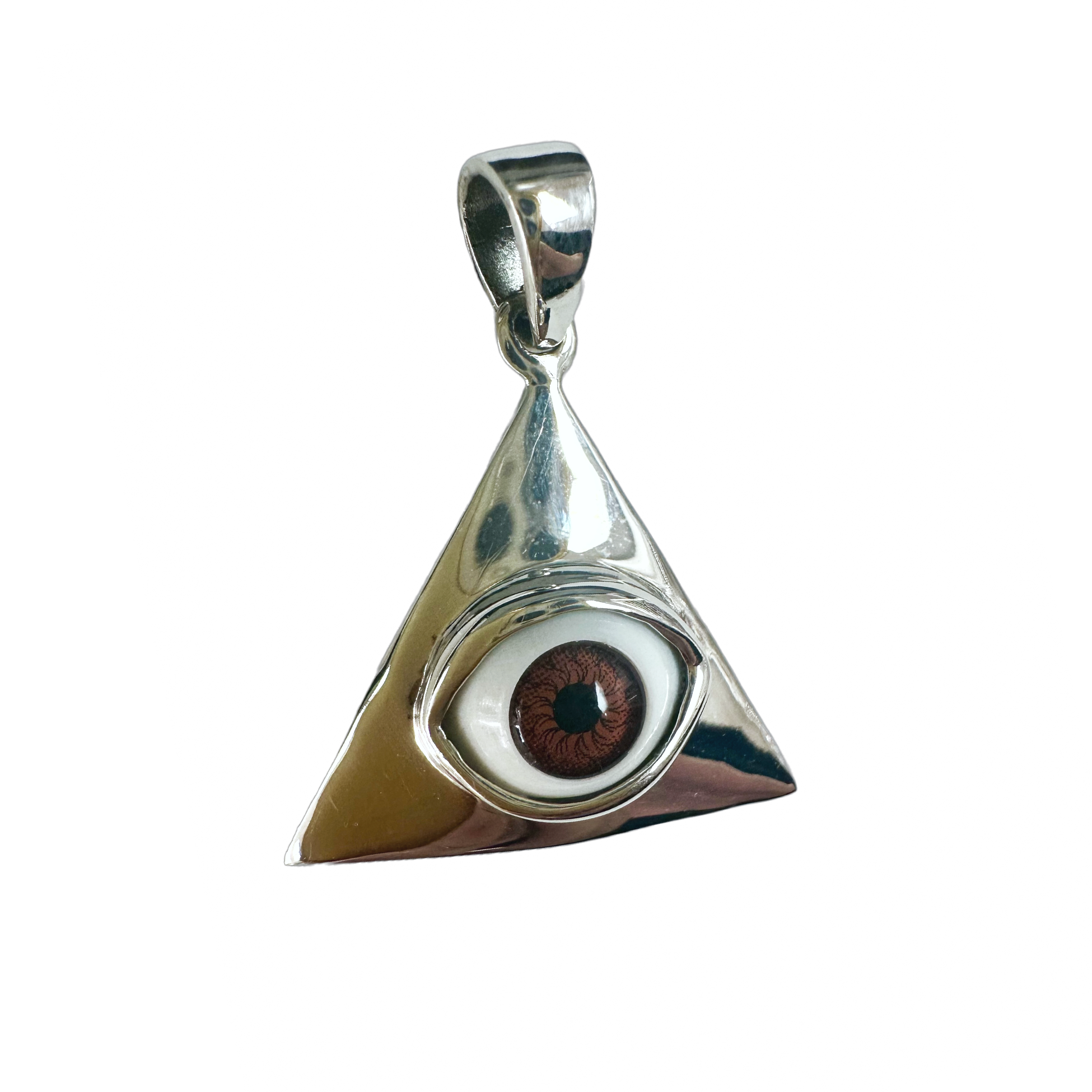 Sterling Silver Green "Eye of Providence" Pendant Necklace