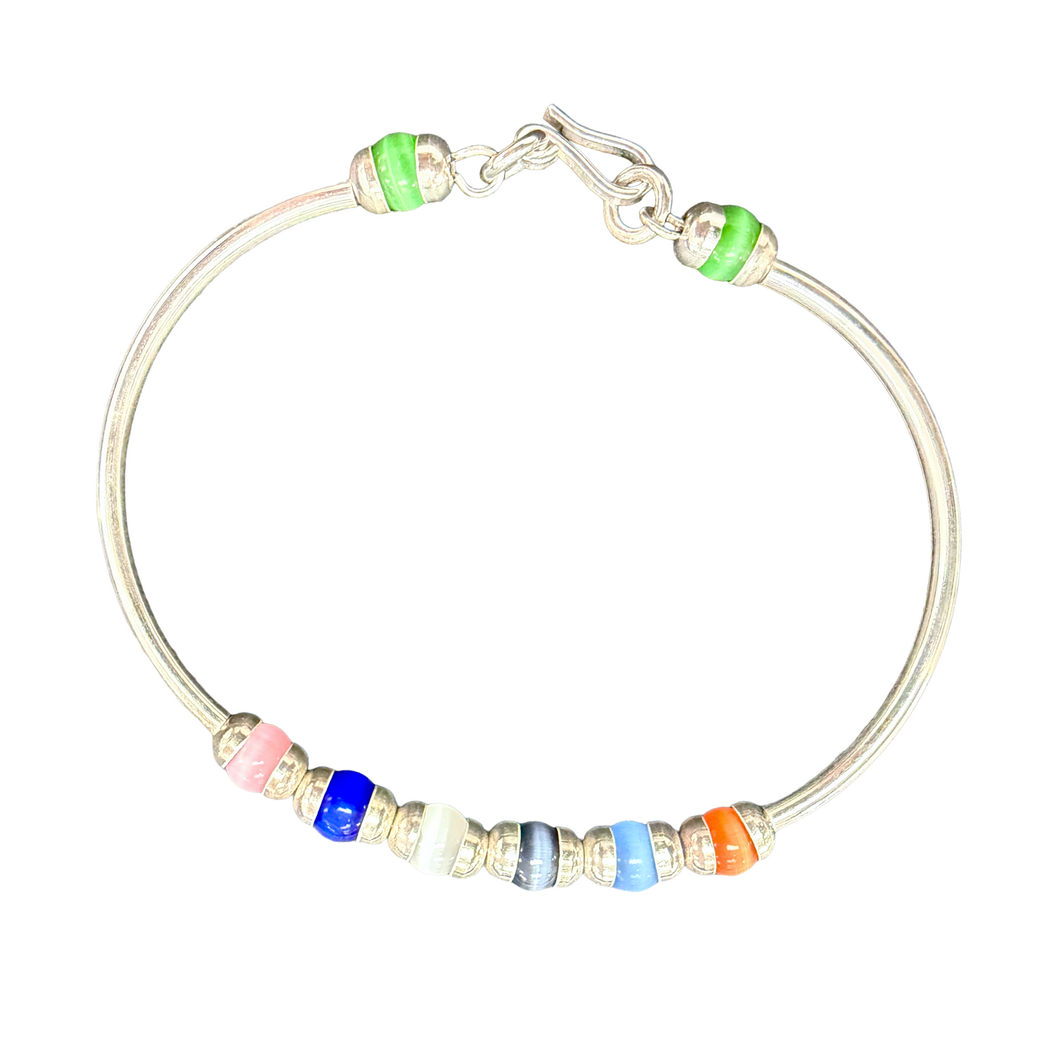 Silver Colorful Bangle Cuff Bracelet