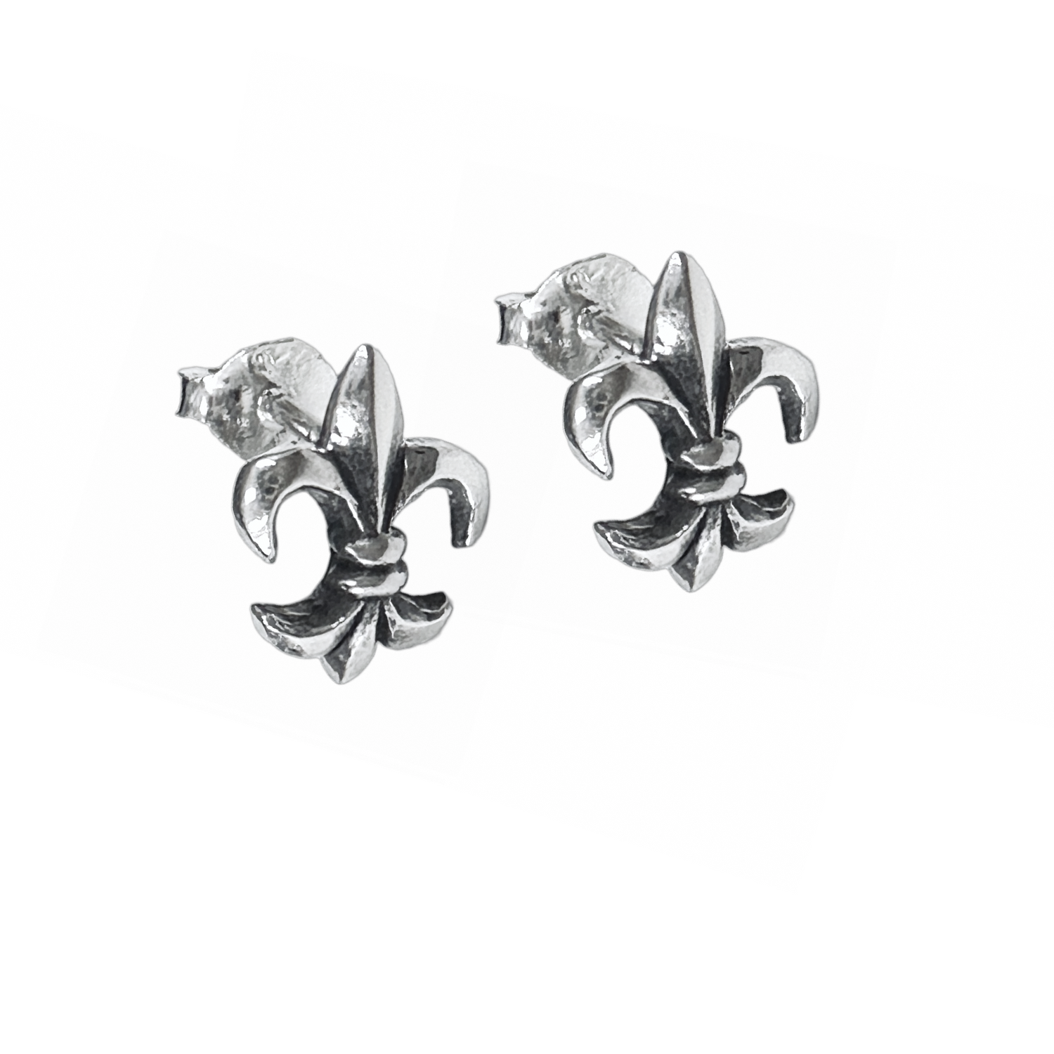 Silver Fleur de Lis Stud Earrings