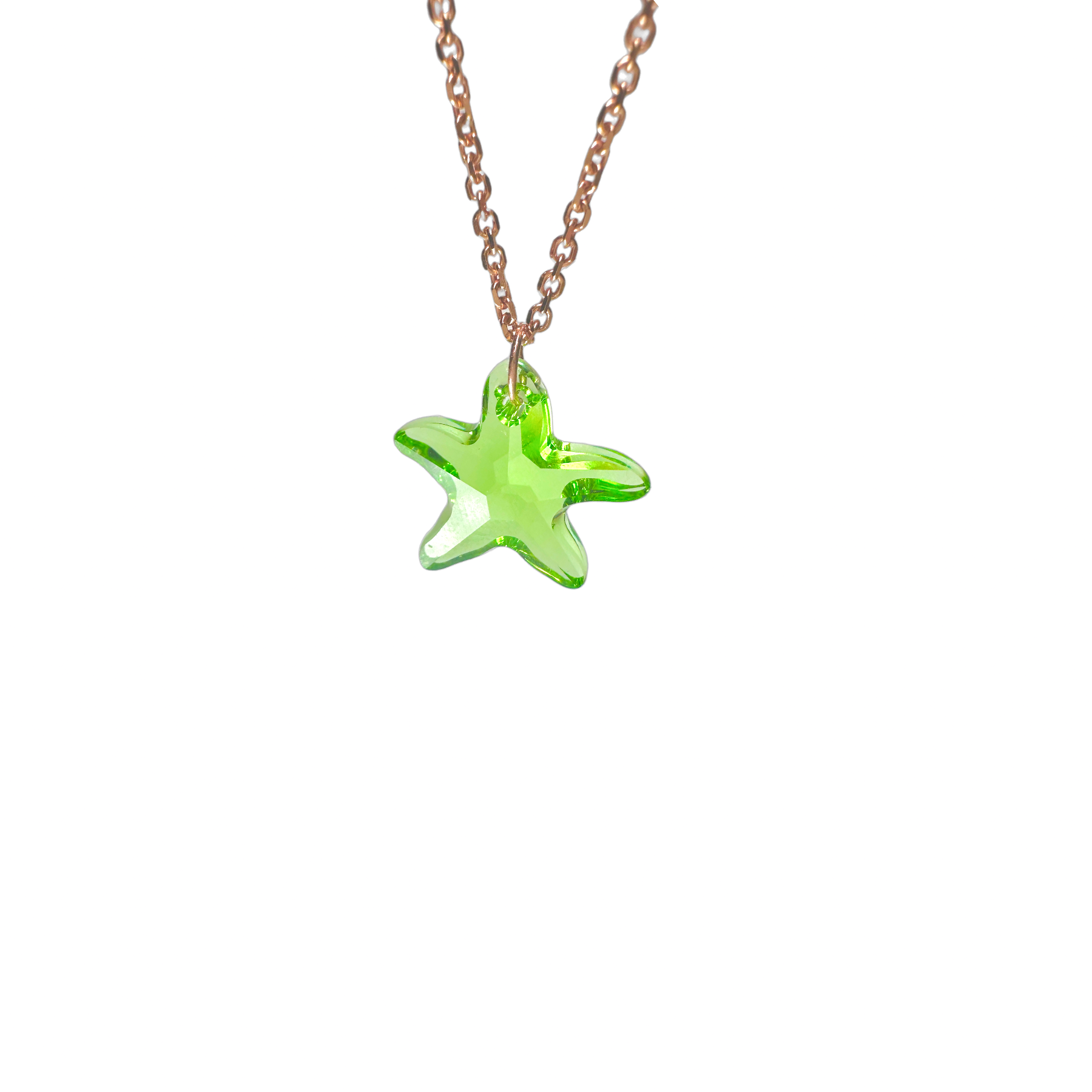 14K Gold Starfish Crystal Pendant