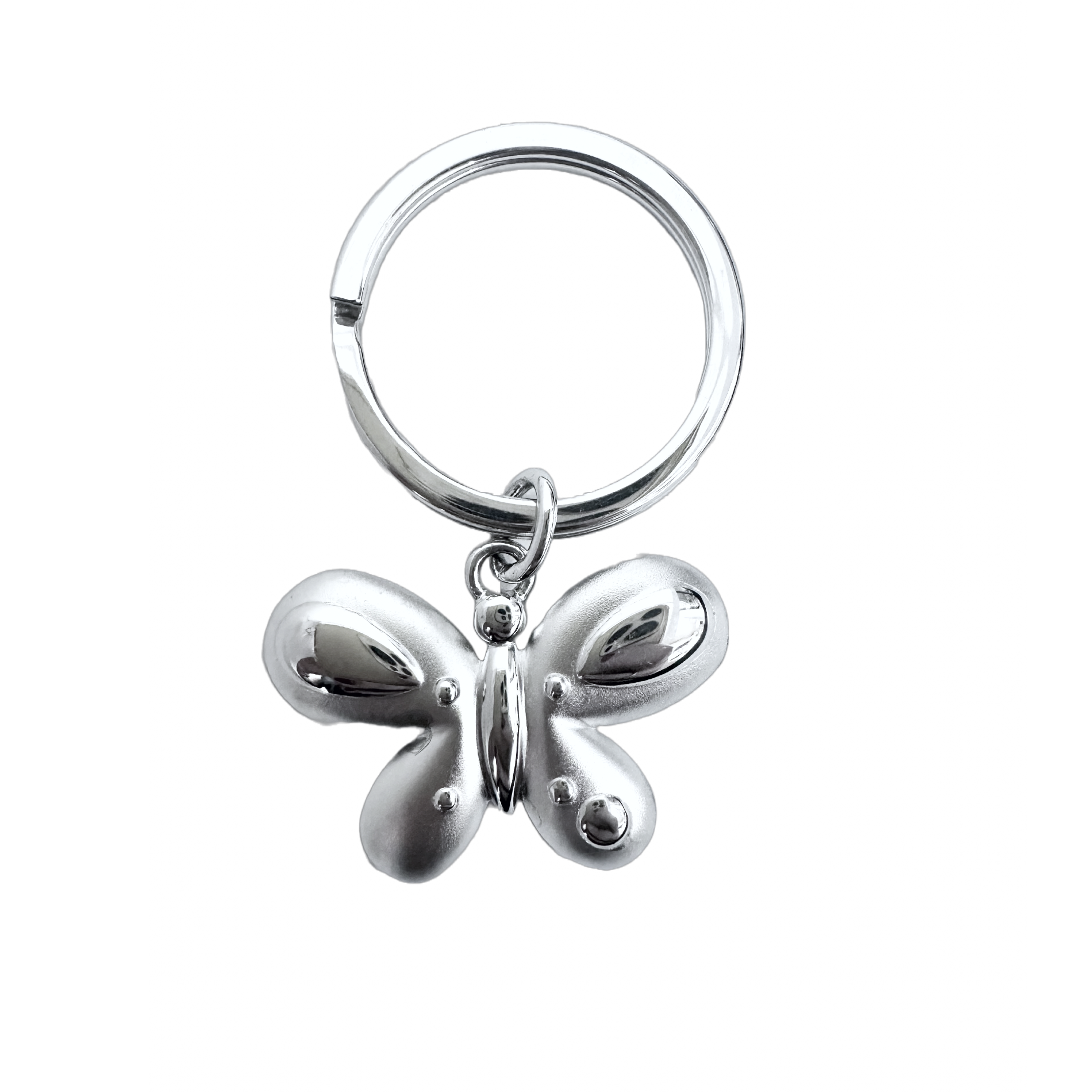 Sterling Silver Butterfly Charm KeyChain Ring