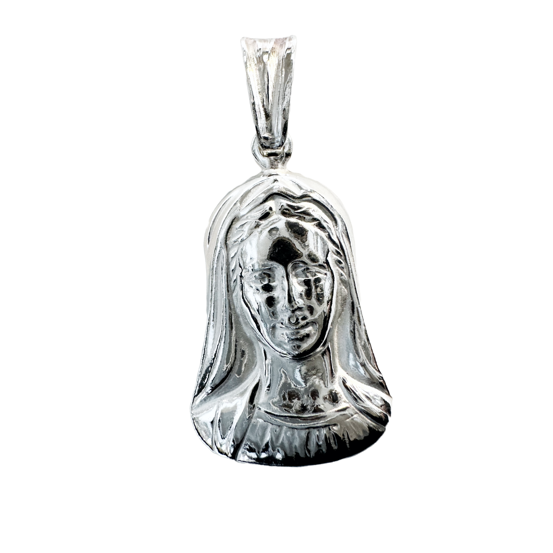 Religious Blessed Virgin Mary Face Pendant Necklace