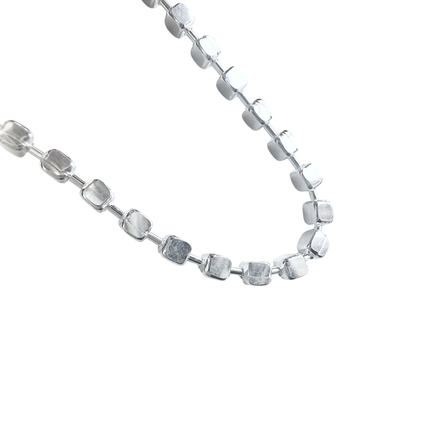 Sterling Silver Square Cube Necklace