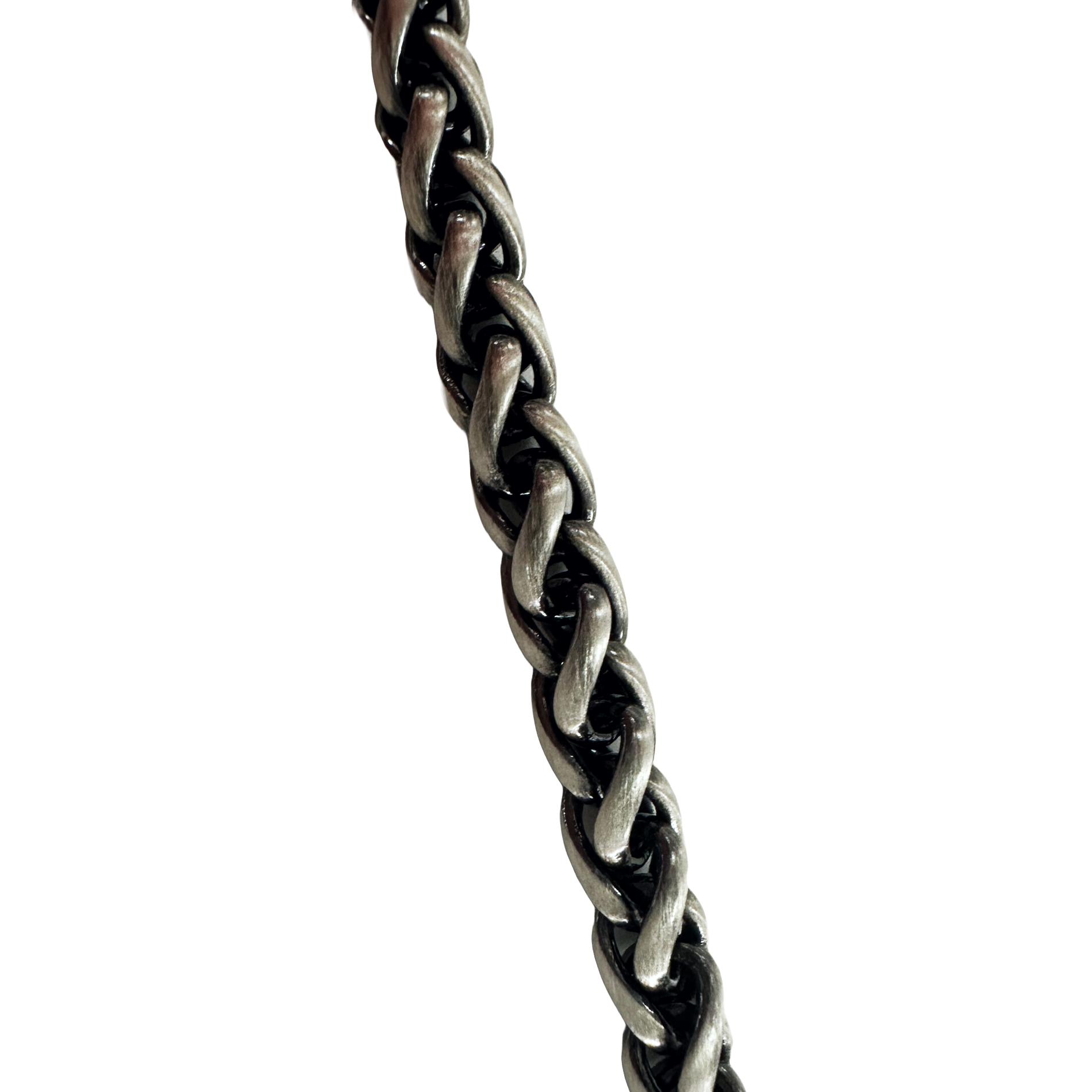 Gunmetal Silver Wheat Chain Necklace