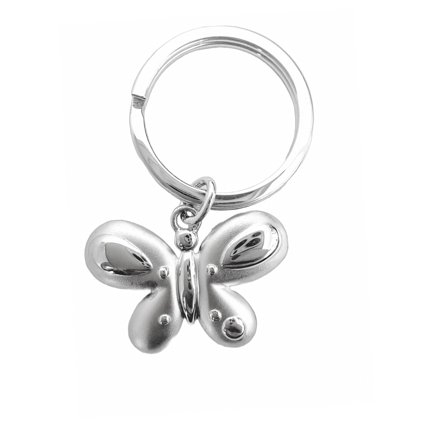 Sterling Silver Butterfly Charm KeyChain Ring