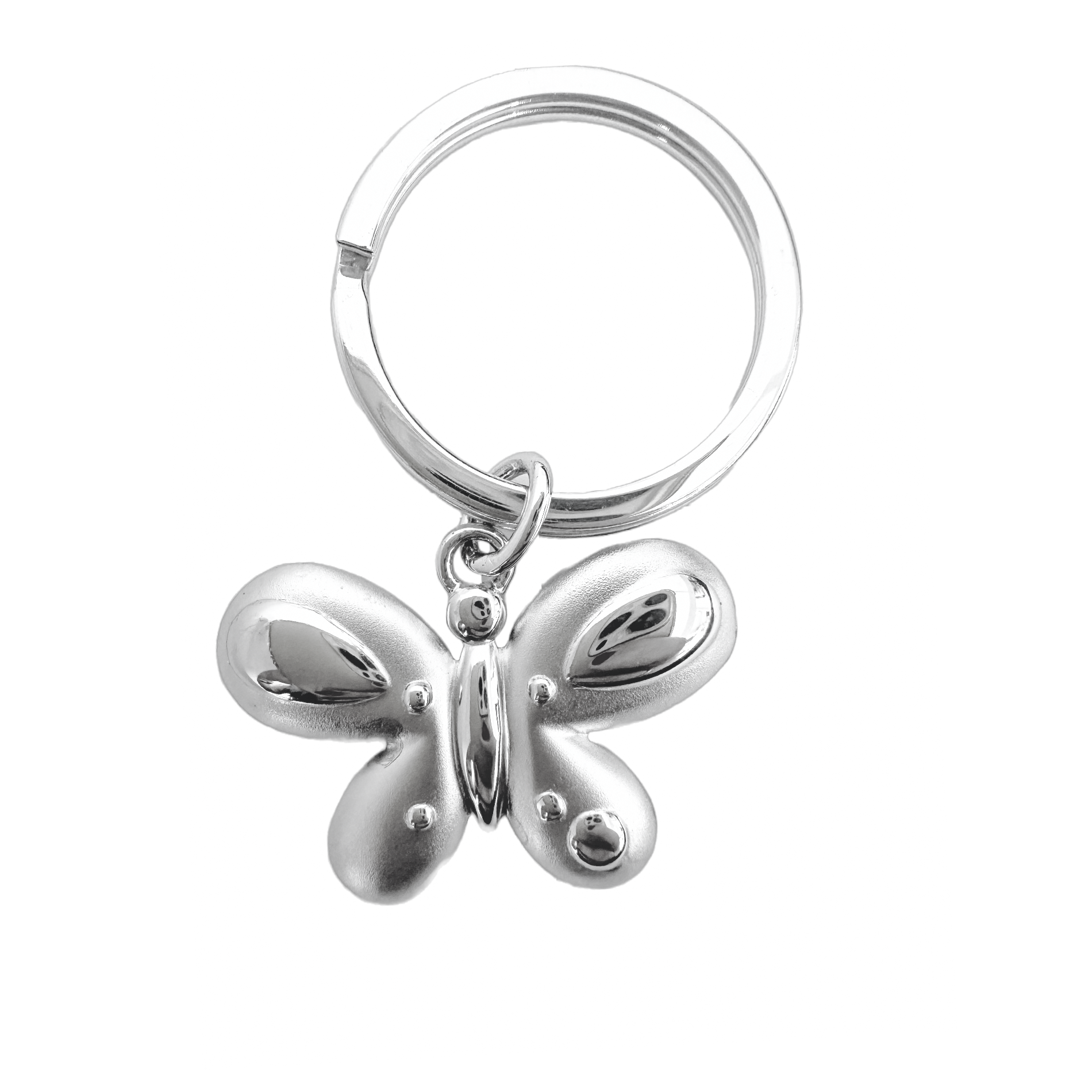 Sterling Silver Butterfly Charm KeyChain Ring