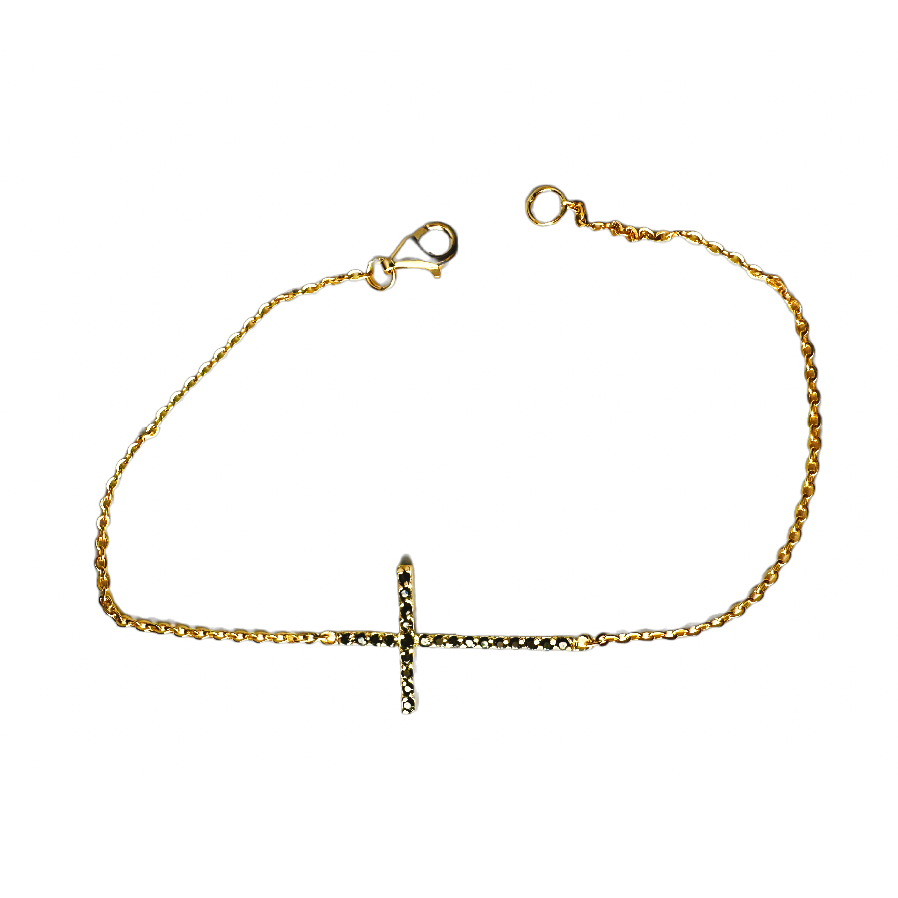 Horizontal Cross Bracelet with Black Stone