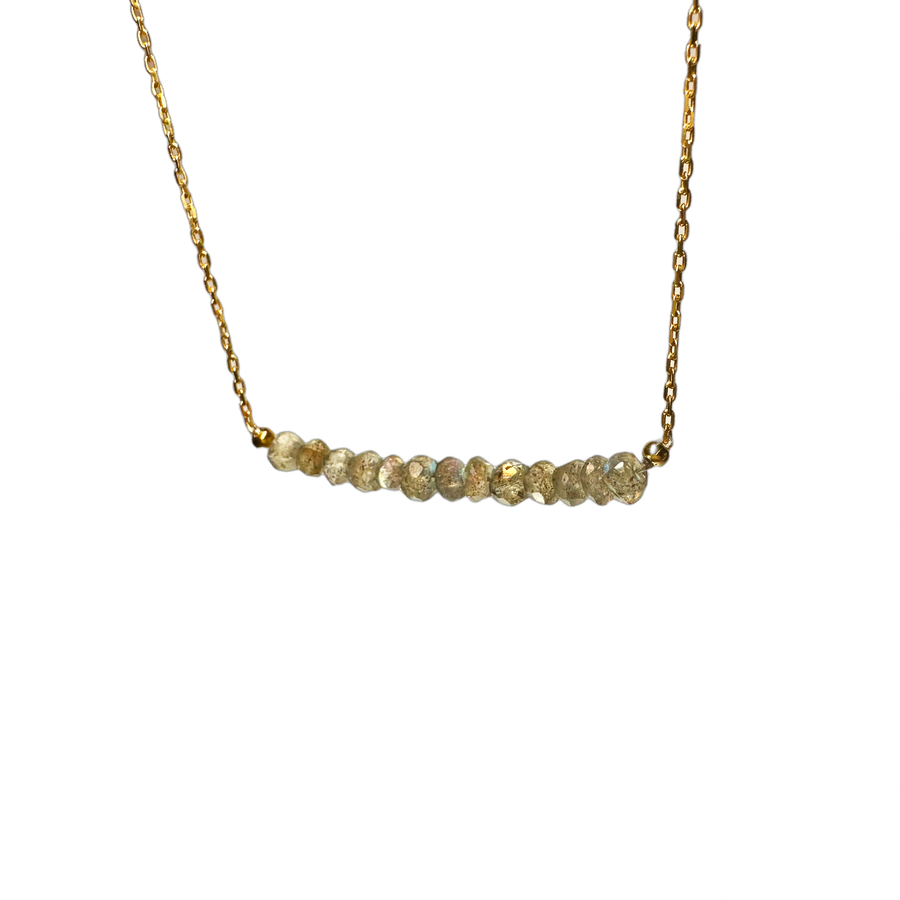 Gold-Dipped Labradorite Bar Pendant Necklace