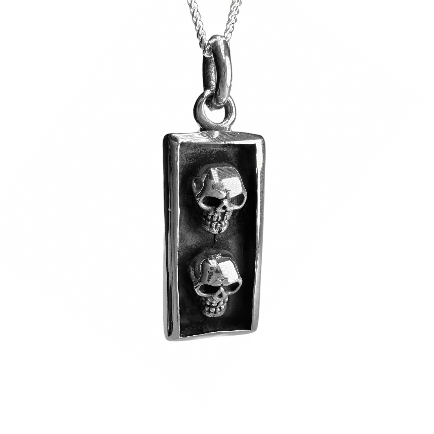 Double Skull Pendant Necklace