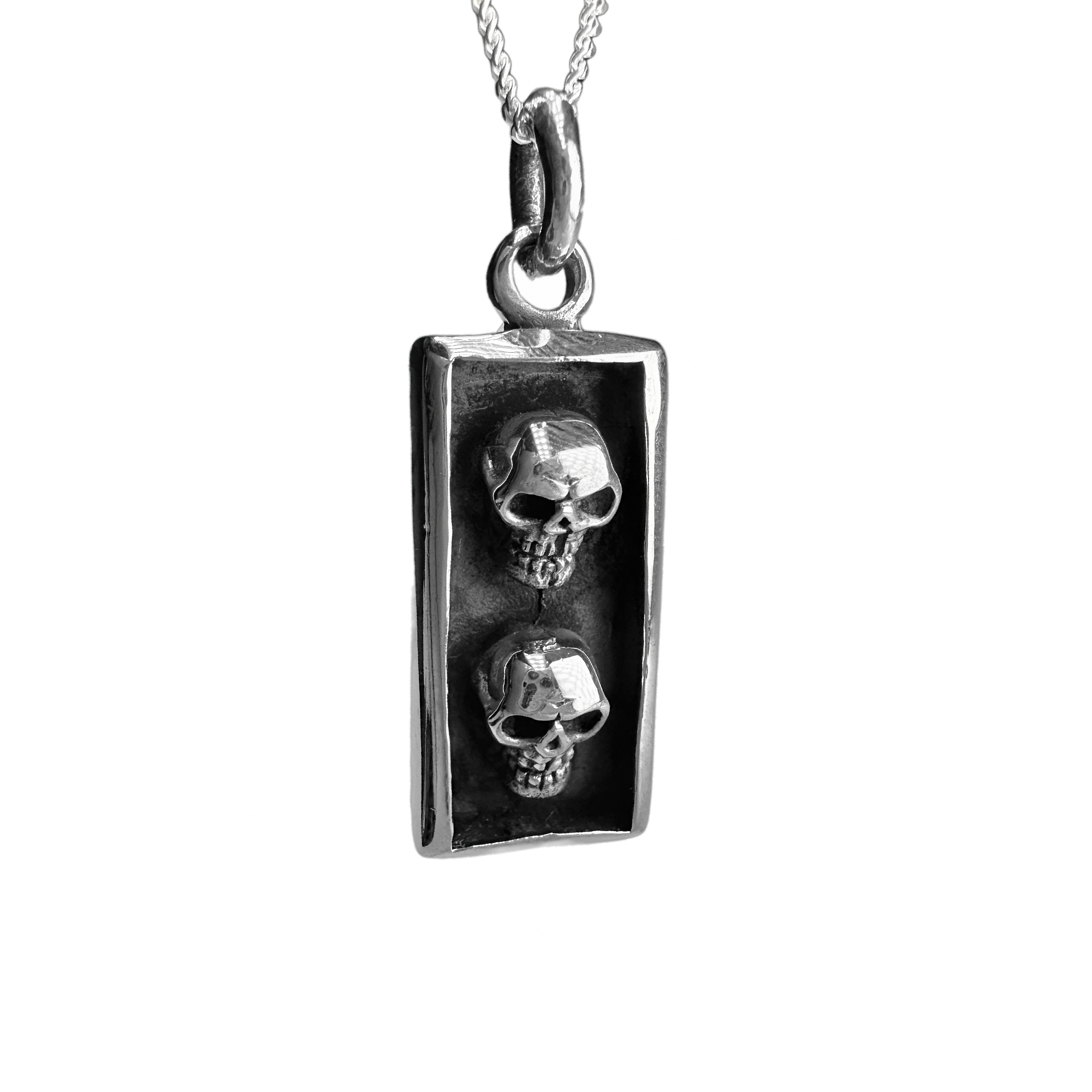 Double Skull Pendant Necklace