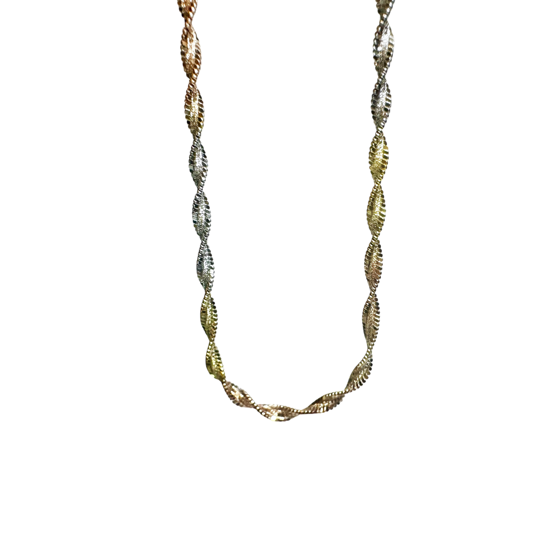 Rainbow Wavy Three Tone Chain Necklace