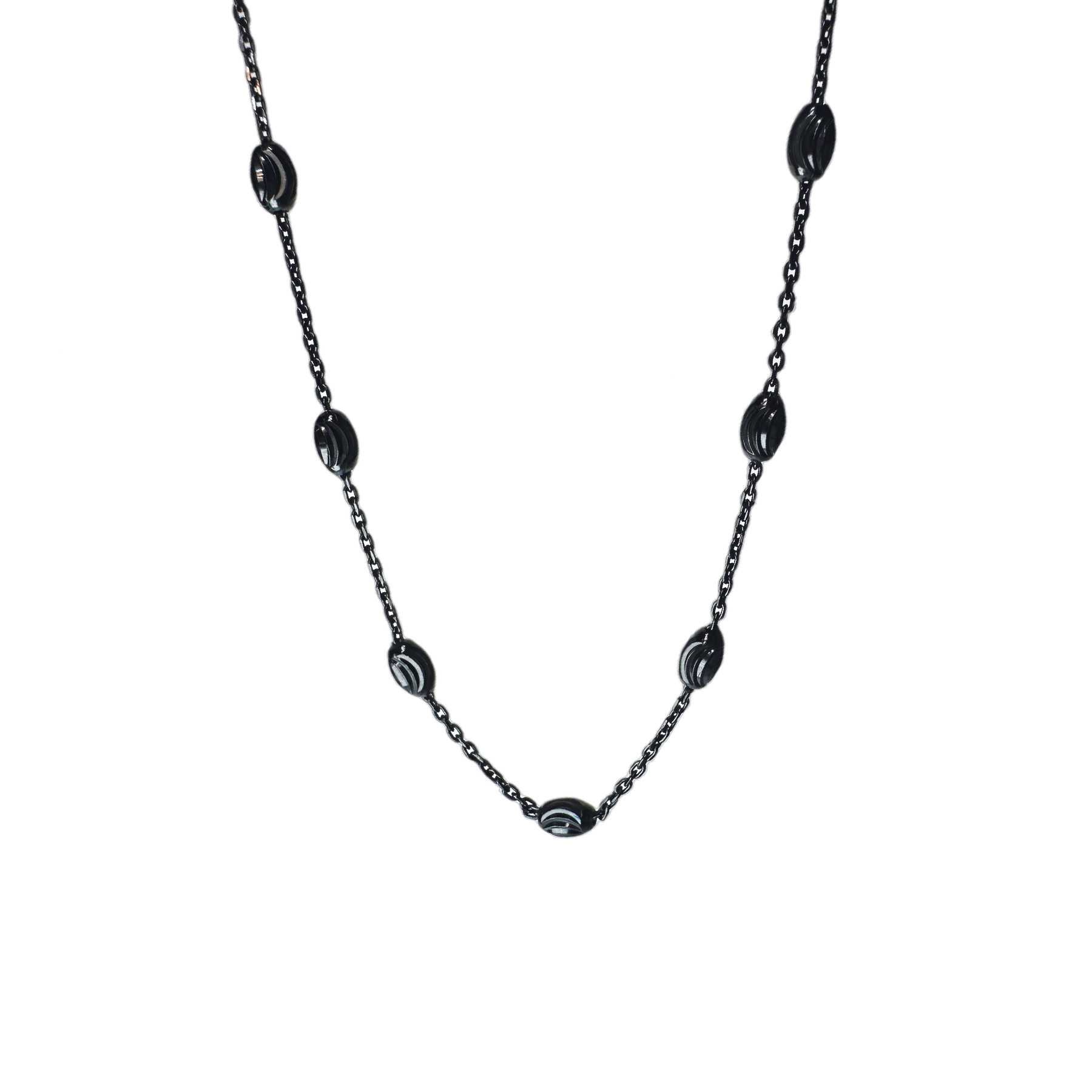 "Luna" Blackened Silver Moon Chain Necklace